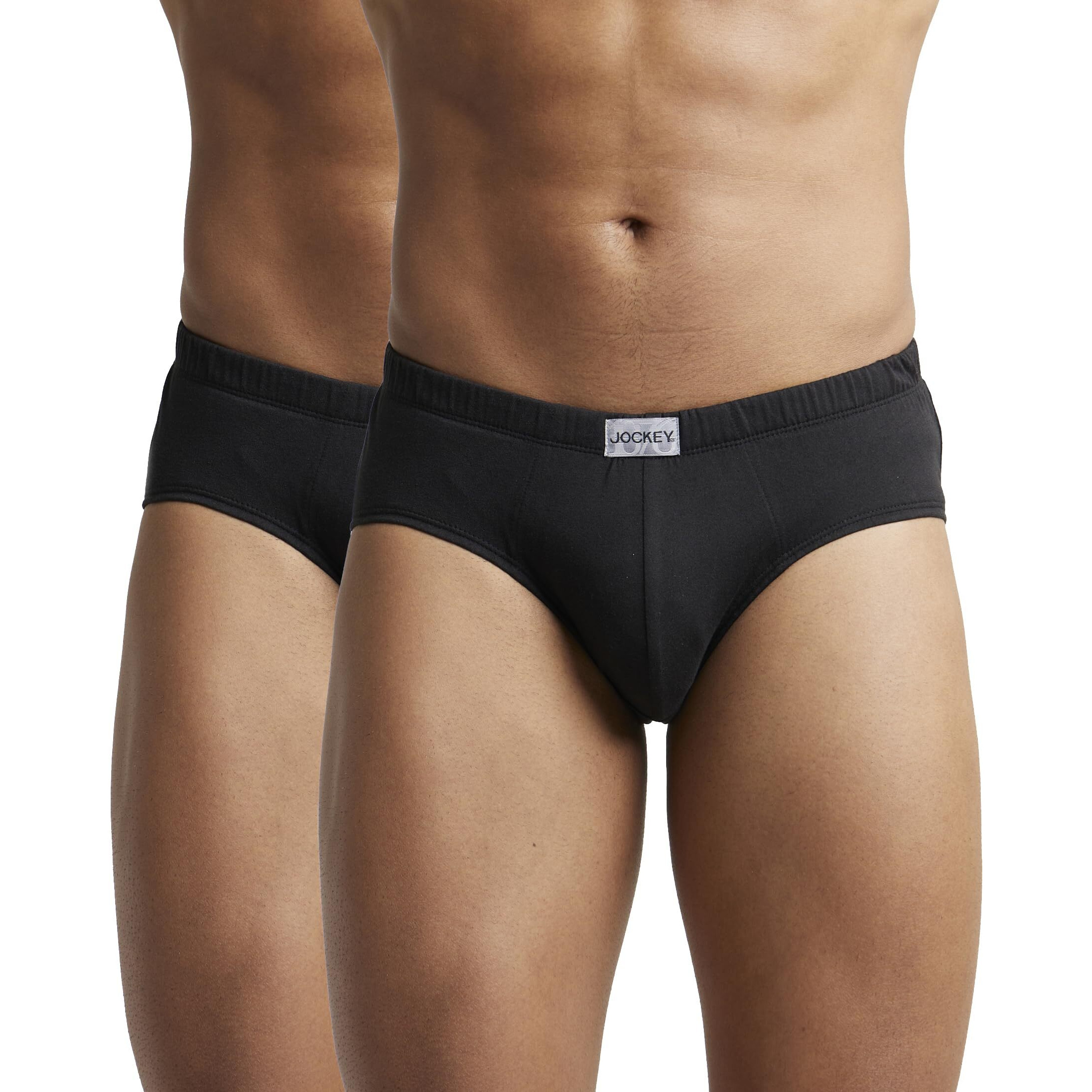 Jockey Men's Super Combed Cotton Poco Briefs with Durable concealed waistband (Pack of 2) 8035_Black_M