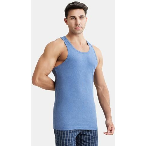 Jockey Men's Cotton Vest (9922_Blue_Small)