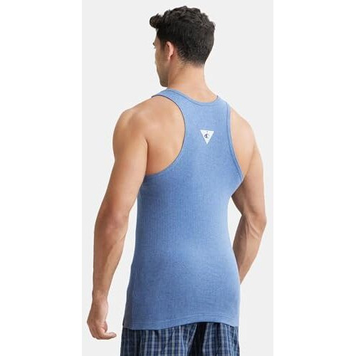 Jockey Men's Cotton Vest (9922_Blue_Small)