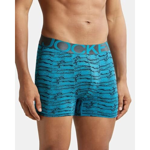 Jockey Men's Ultrasoft & Light Weight Tactel Nylon Printed Trunks IC30_Ocean Depth Prints_S