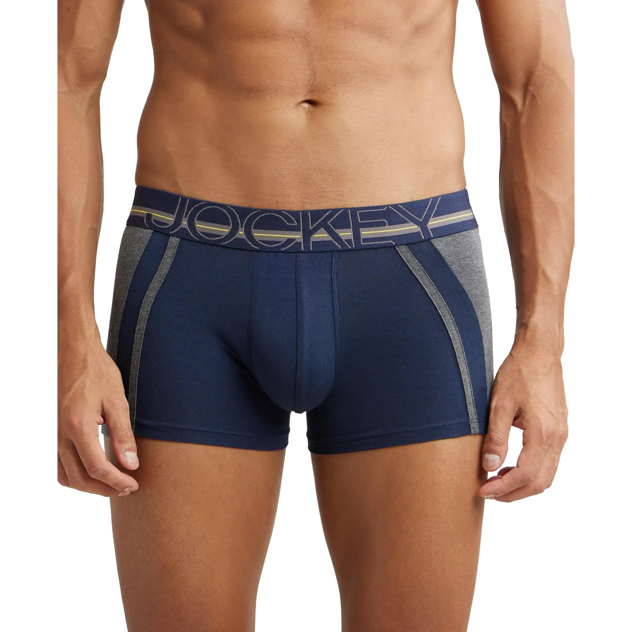 Jockey US21 Men's Super Combed Cotton Elastane Stretch Solid Trunk with Ultrasoft Waistband_Navy_L