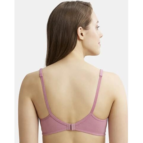 Jockey 1722 Women's Wirefree Non Padded Super Combed Cotton Elastane Stretch Medium Coverage Everyday Bra with Concealed Shaper Panel and Adjustable Straps_Heather Rose_38C