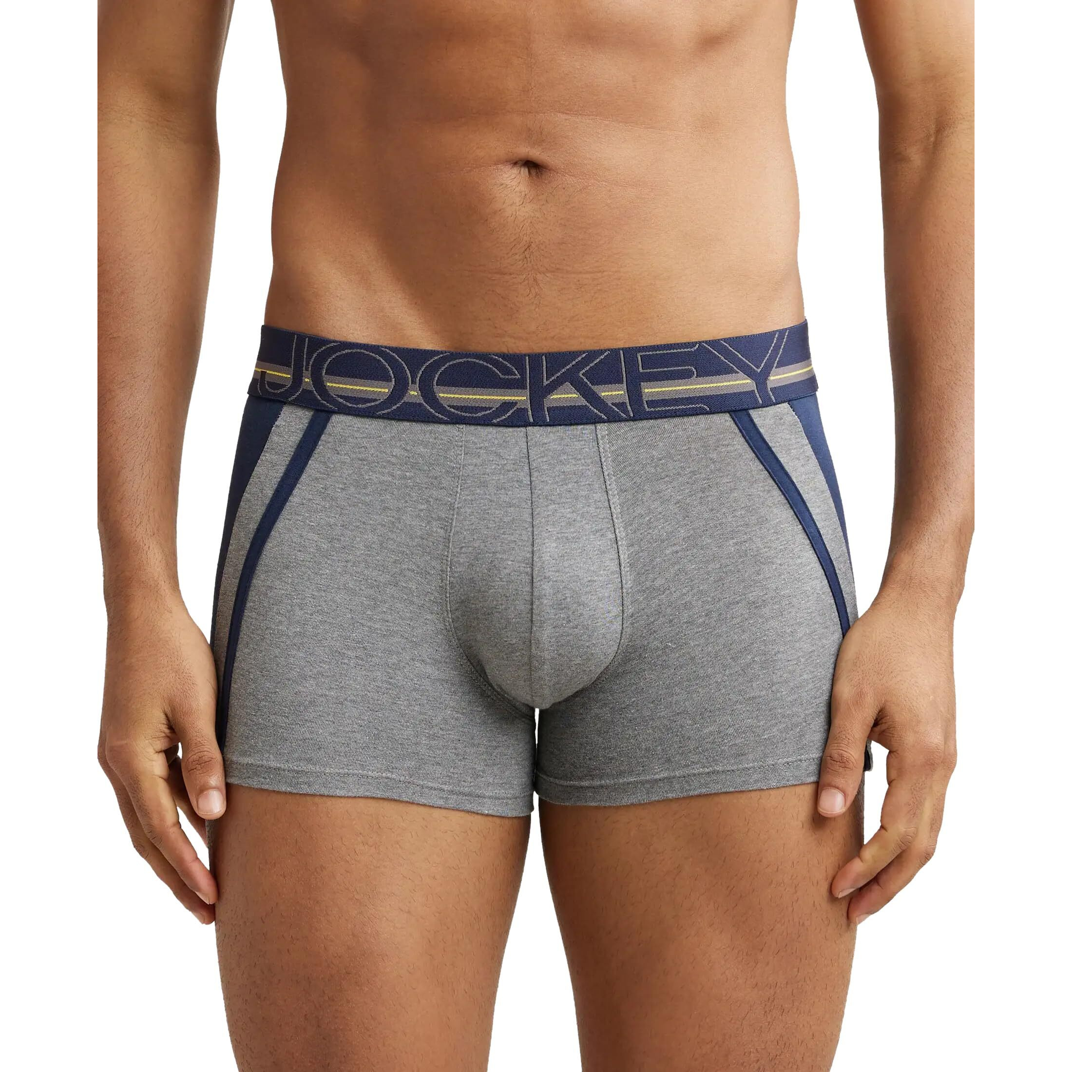 Jockey US21 Men's Super Combed Cotton Elastane Stretch Solid Trunk with Ultrasoft Waistband_Mid Grey Melange_S