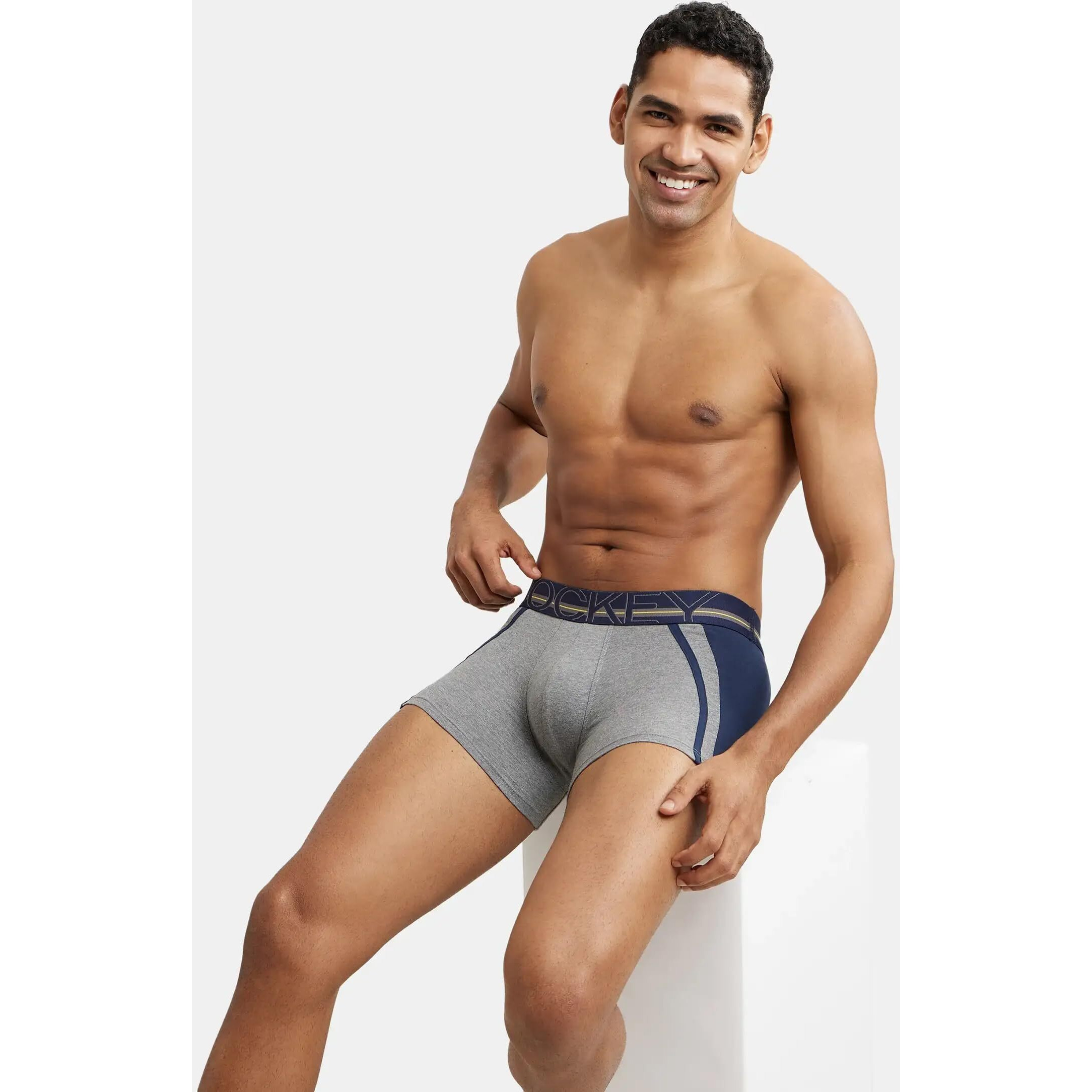 Jockey US21 Men's Super Combed Cotton Elastane Stretch Solid Trunk with Ultrasoft Waistband_Mid Grey Melange_S