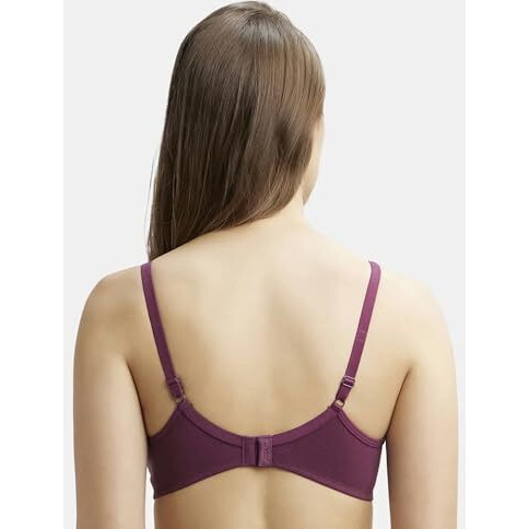 Jockey 1722 Women's Wirefree Non Padded Super Combed Cotton Elastane Stretch Medium Coverage Everyday Bra with Concealed Shaper Panel and Adjustable Straps_Prune_36C