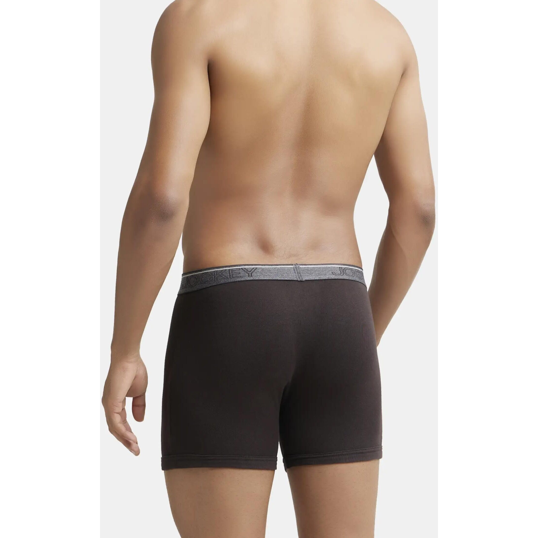 Jockey Men's Super Combed Cotton Rib Fabric Boxer Briefs with Front Fly, Ultrasoft and Durable Waistband (Pack of 2) 8009_Brown_S