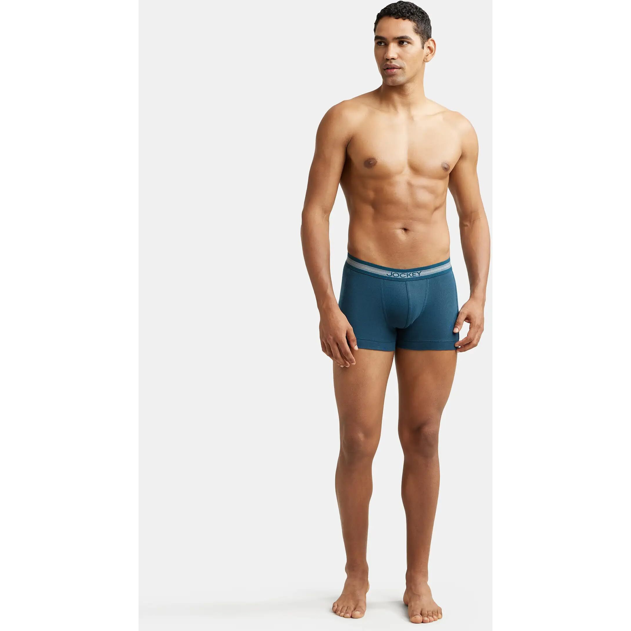 Jockey Men's Cotton Trunks (Pack of 1) (1015_Reflecting Pond_Large_Blue_L)
