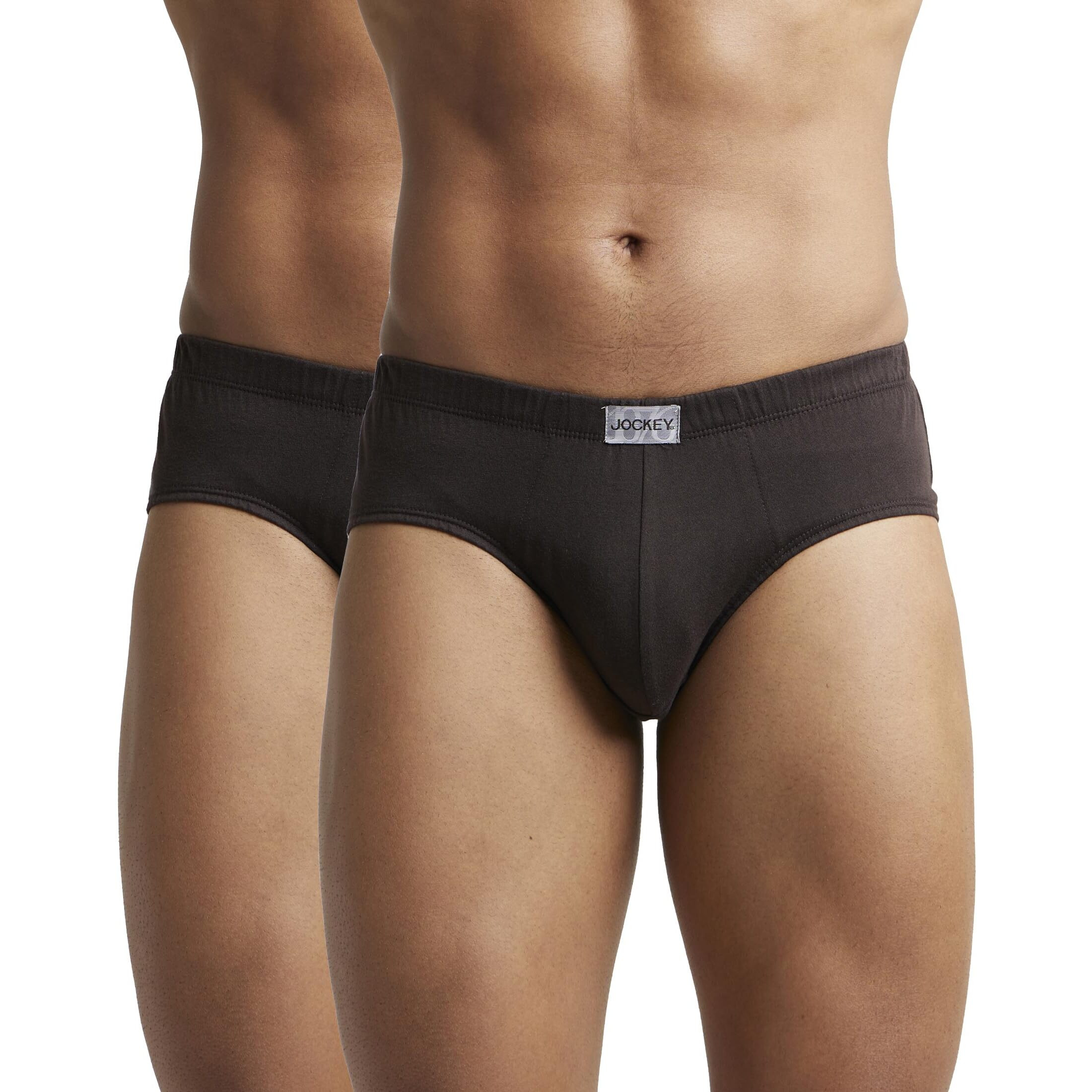 Jockey Men's Super Combed Cotton Poco Briefs with Durable Concealed Waistband (Pack of 2) 8035_Brown_M