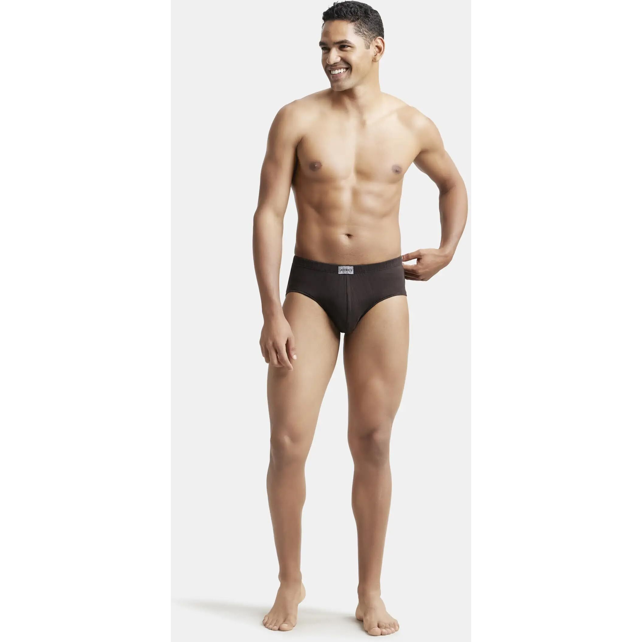 Jockey Men's Super Combed Cotton Poco Briefs with Durable Concealed Waistband (Pack of 2) 8035_Brown_M