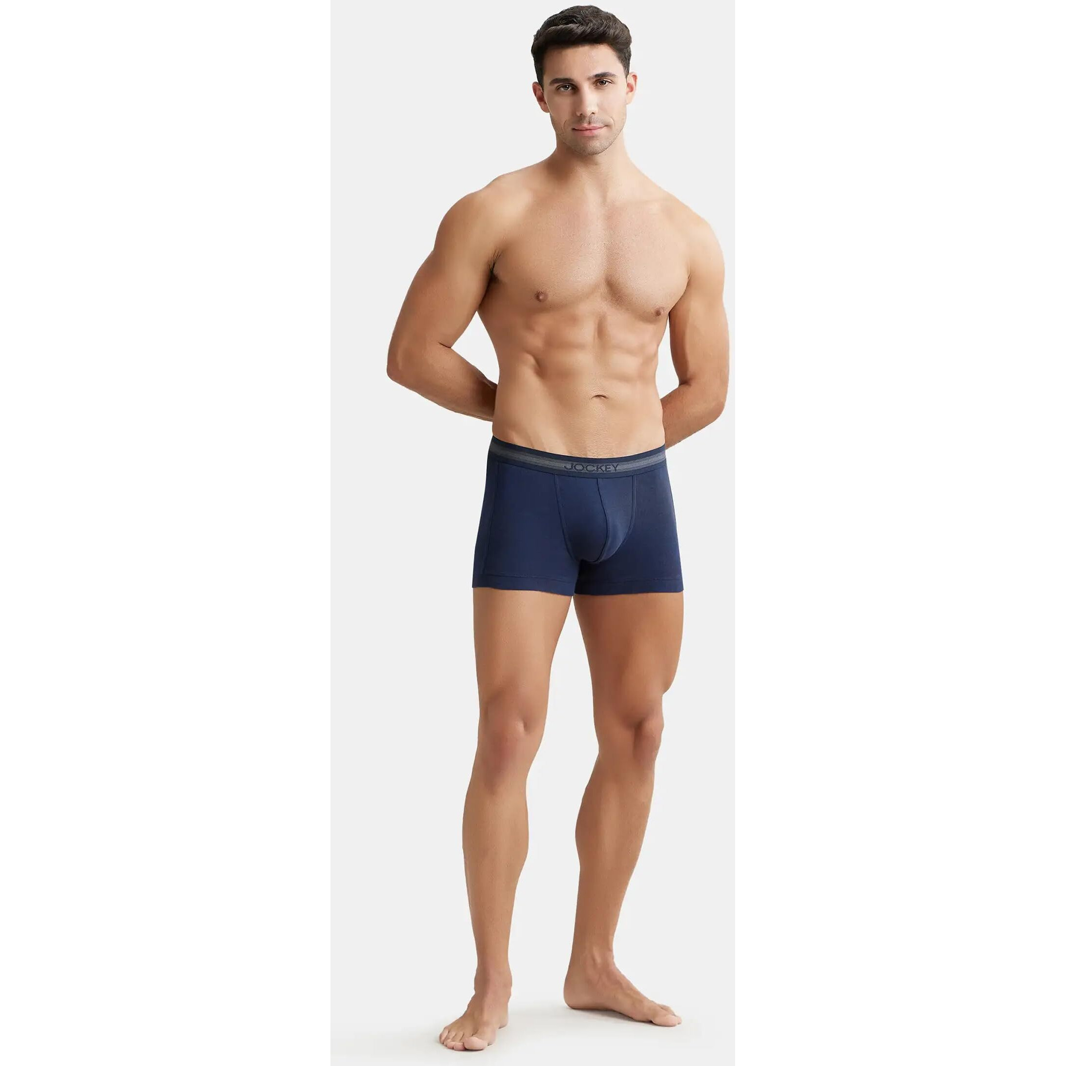 Jockey Men's Super Combed Cotton Rib Fabric Trunks with Ultrasoft, Durable Waistband & StayFresh Treatment with Antimicrobial Properties to Help You Stay Fresh Throughout The Day 1015_Deep Navy_M