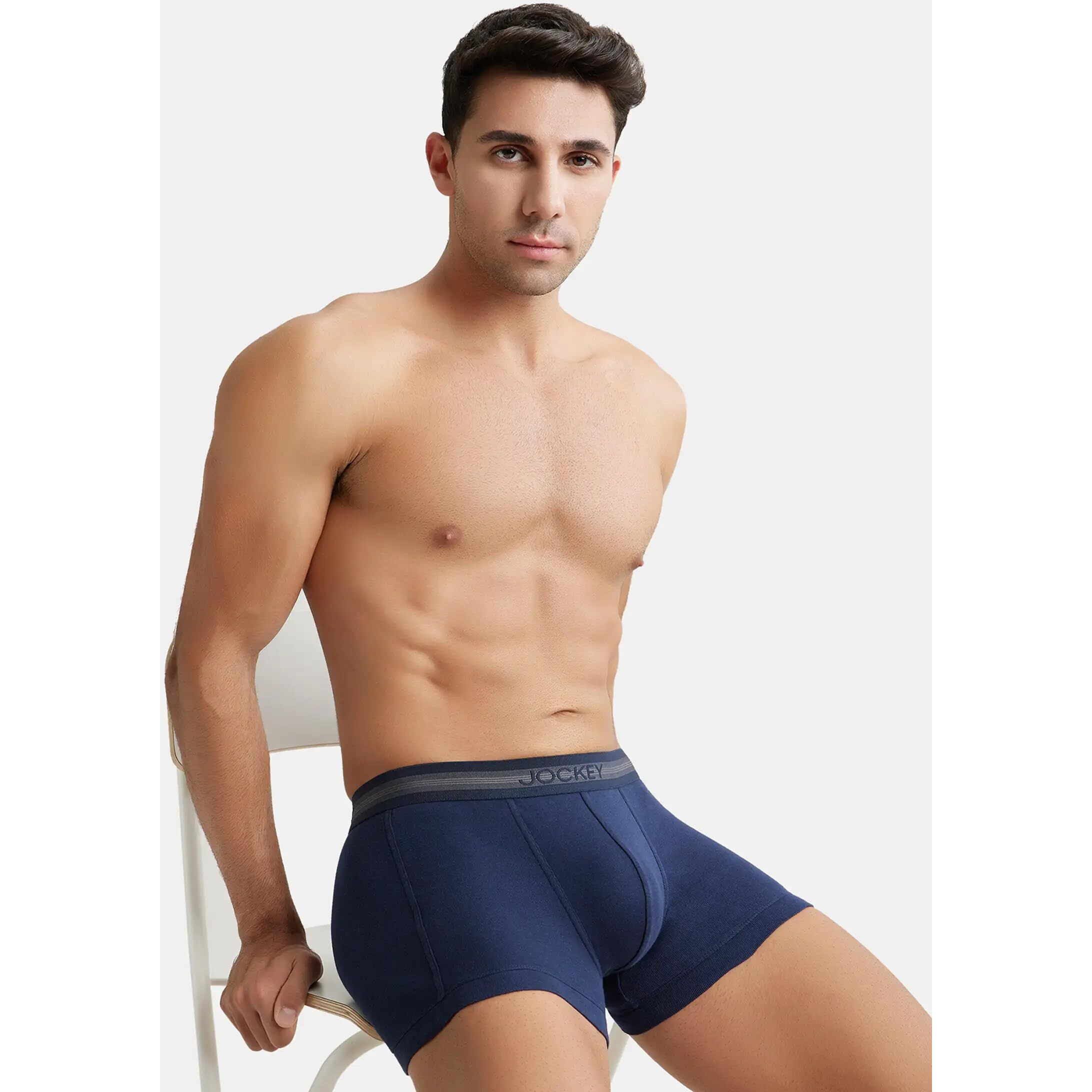 Jockey Men's Super Combed Cotton Rib Fabric Trunks with Ultrasoft, Durable Waistband & StayFresh Treatment with Antimicrobial Properties to Help You Stay Fresh Throughout The Day 1015_Deep Navy_XL