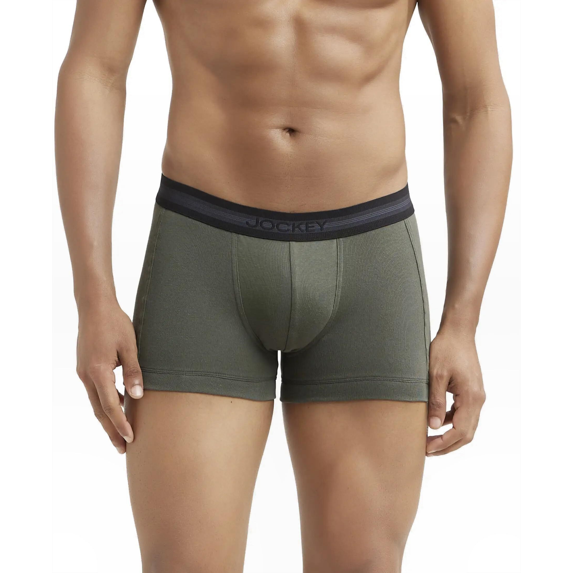Jockey Men's Cotton Modern Trunks (Pack of 1) (1015_Deep Olive_XL_Deep Olive_XL)