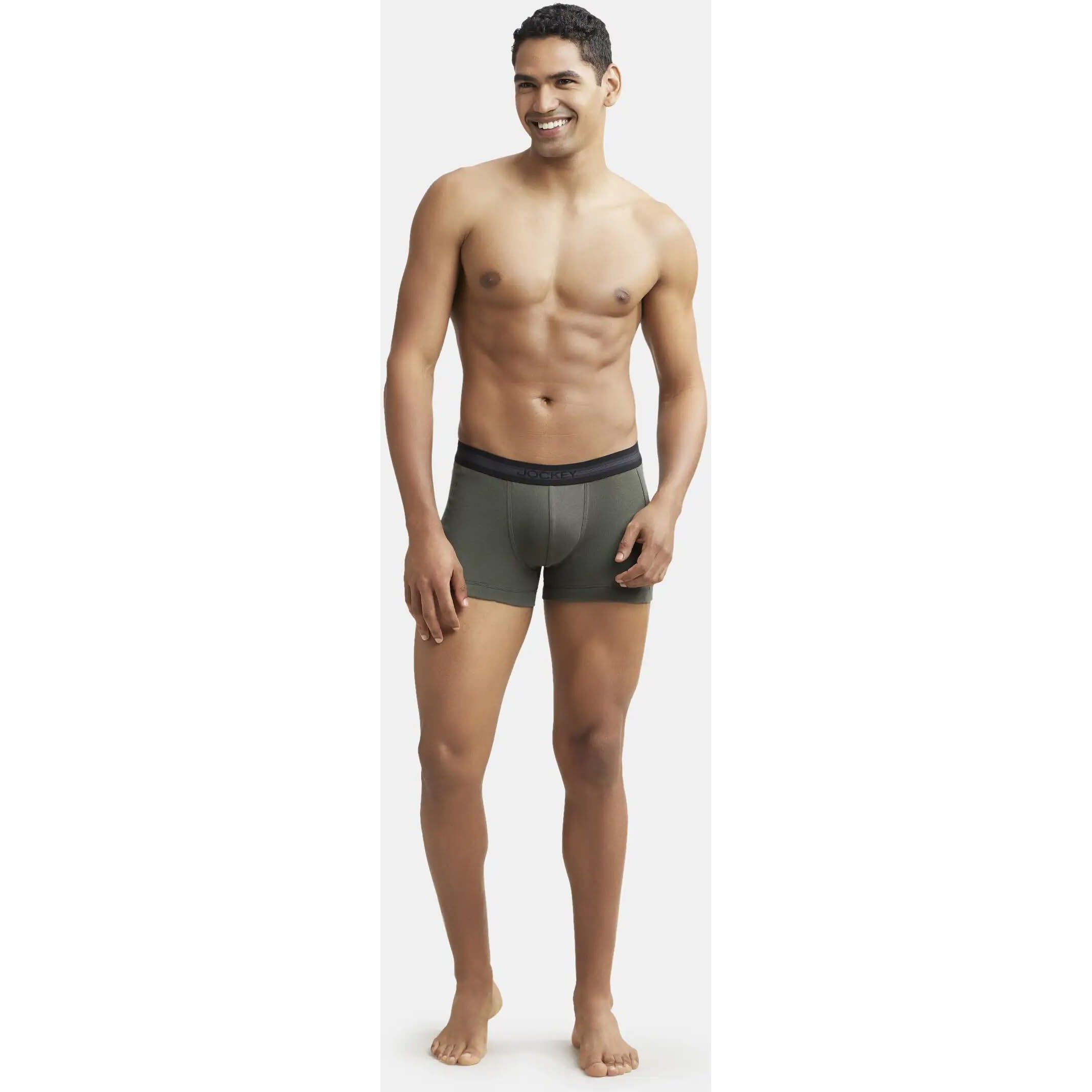 Jockey Men's Cotton Modern Trunks (Pack of 1) (1015_Deep Olive_XL_Deep Olive_XL)
