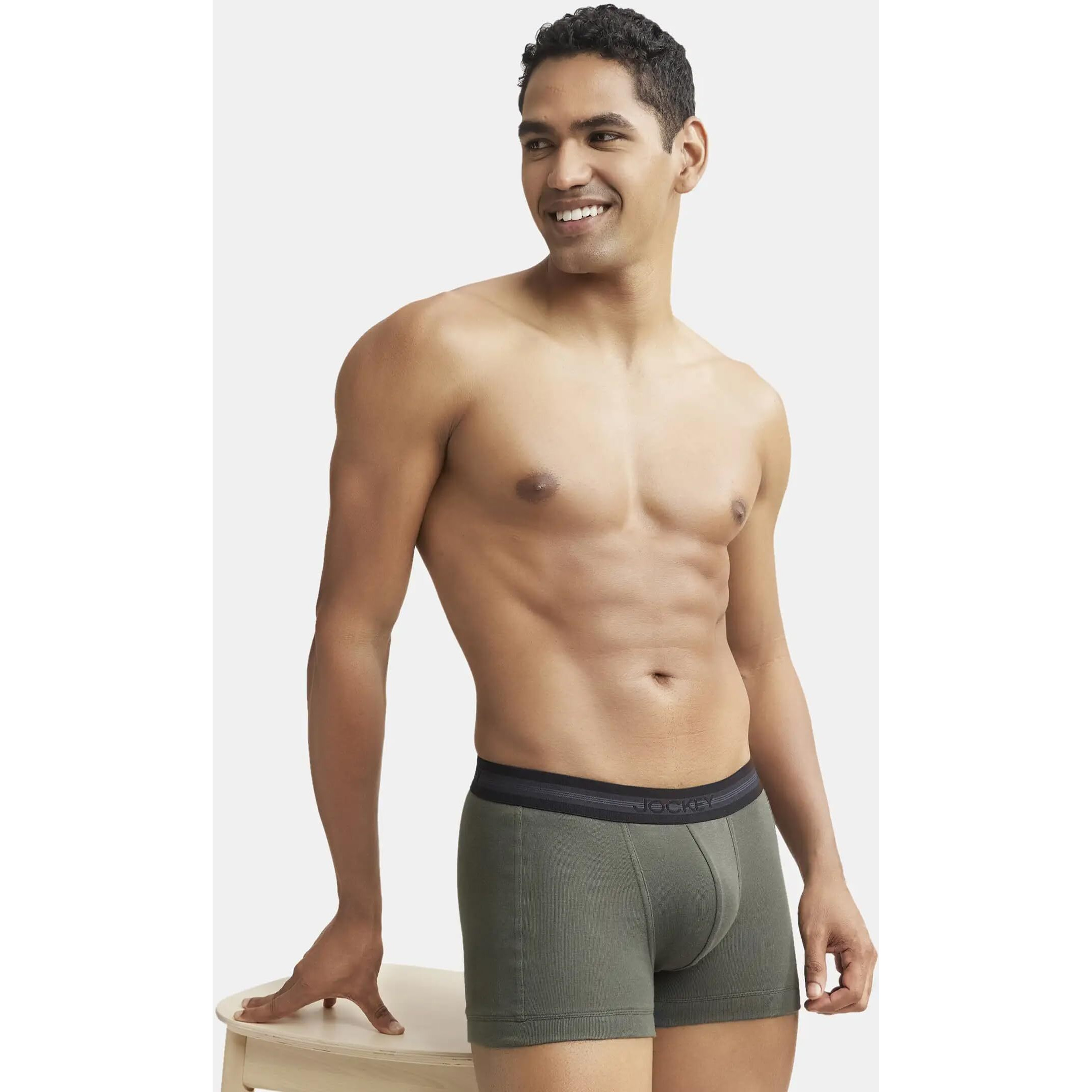Jockey Men's Cotton Modern Trunks (Pack of 1) (1015_Deep Olive_XL_Deep Olive_XL)