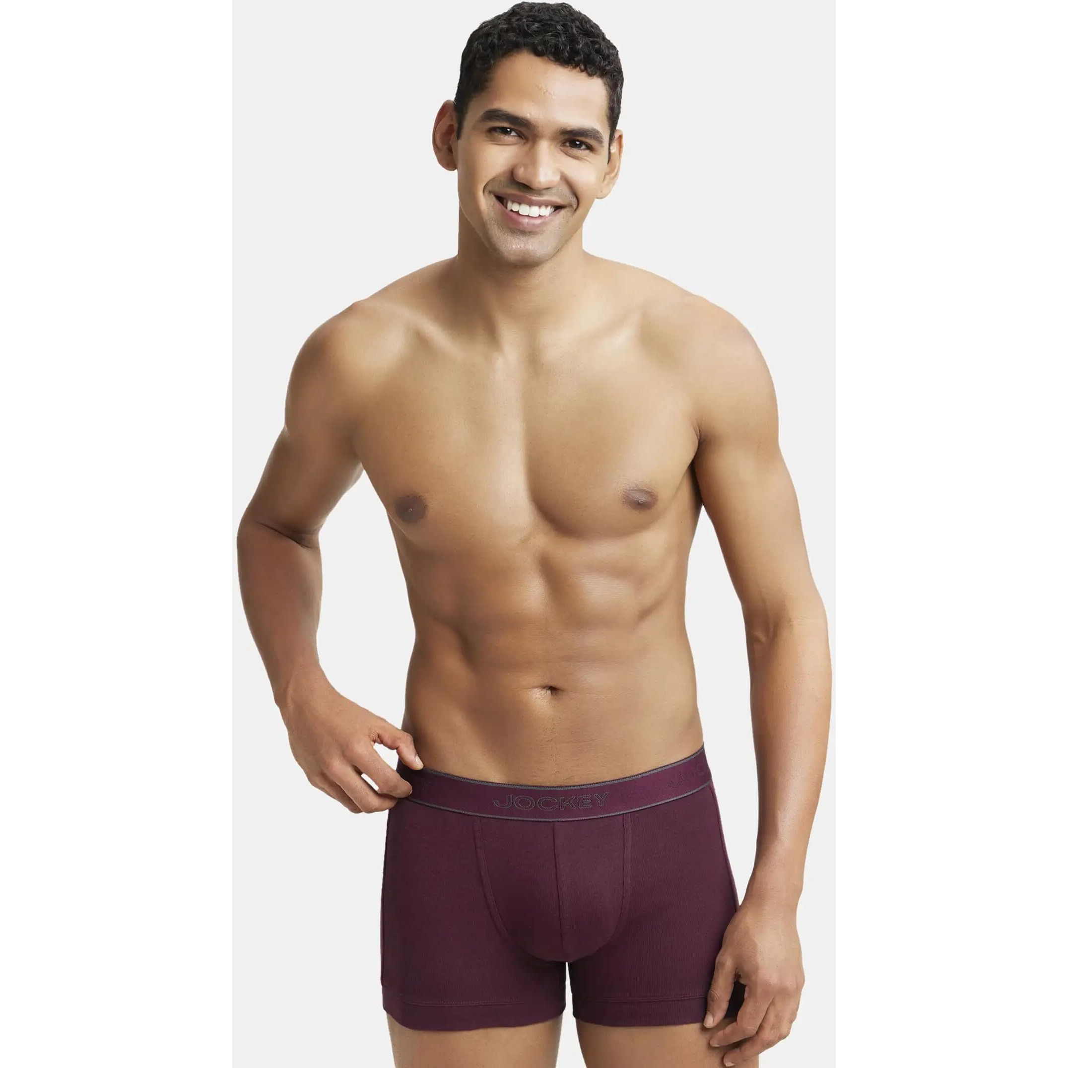 Jockey Men's Super Combed Cotton Rib Fabric Trunks with Ultrasoft, Durable Waistband & StayFresh Treatment with Antimicrobial Properties to Help You Stay Fresh Throughout The Day 1015_Wine Tasting_XL