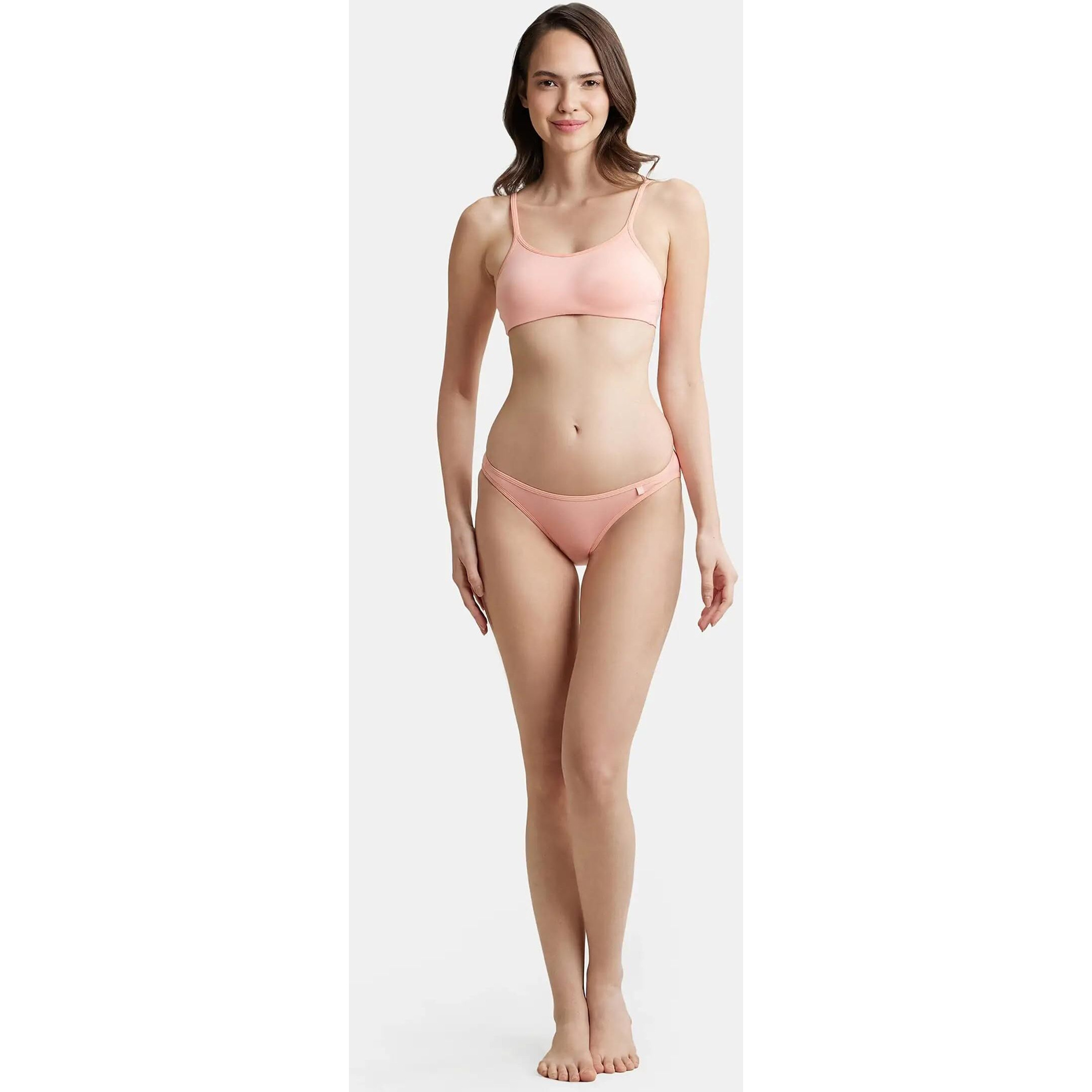 Jockey SS02 Women's Super Combed Cotton Elastane Stretch Low Waist Bikini with Concealed Waistband and StayFresh Treatment_Candlelight Peach_XL