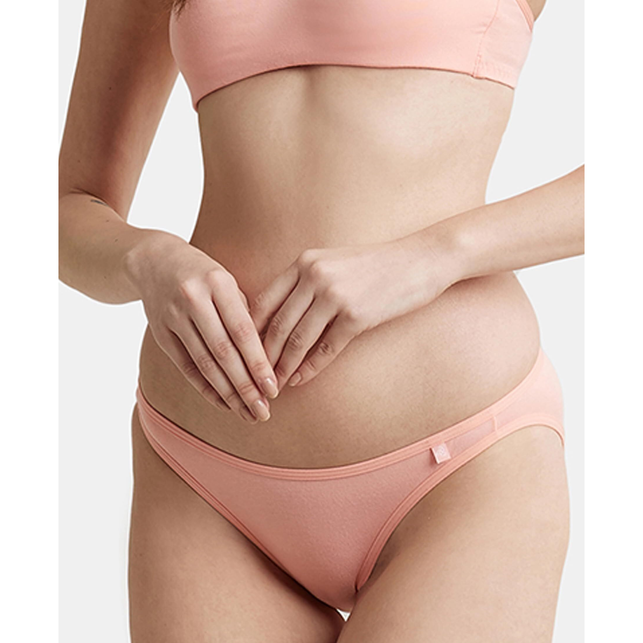 Jockey SS02 Women's Super Combed Cotton Elastane Stretch Low Waist Bikini with Concealed Waistband and StayFresh Treatment_Candlelight Peach_XL