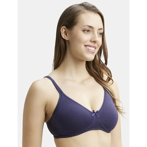 Jockey 1722 Women's Wirefree Non Padded Super Combed Cotton Elastane Stretch Medium Coverage Everyday Bra with Concealed Shaper Panel and Adjustable Straps_Classic Navy_38C