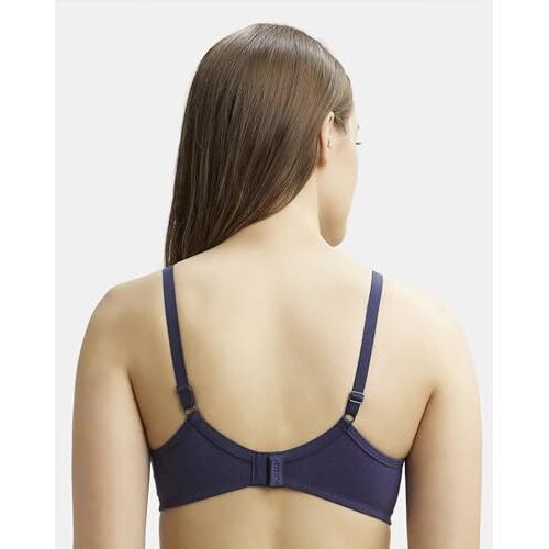 Jockey 1722 Women's Wirefree Non Padded Super Combed Cotton Elastane Stretch Medium Coverage Everyday Bra with Concealed Shaper Panel and Adjustable Straps_Classic Navy_38C