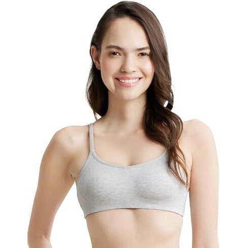 Jockey SS12 Women's Wirefree Non Padded Super Combed Cotton Elastane Stretch Full Coverage Beginners Bra with Adjustable Straps_Steel Grey Melange_36B