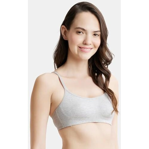 Jockey SS12 Women's Wirefree Non Padded Super Combed Cotton Elastane Stretch Full Coverage Beginners Bra with Adjustable Straps_Steel Grey Melange_36B
