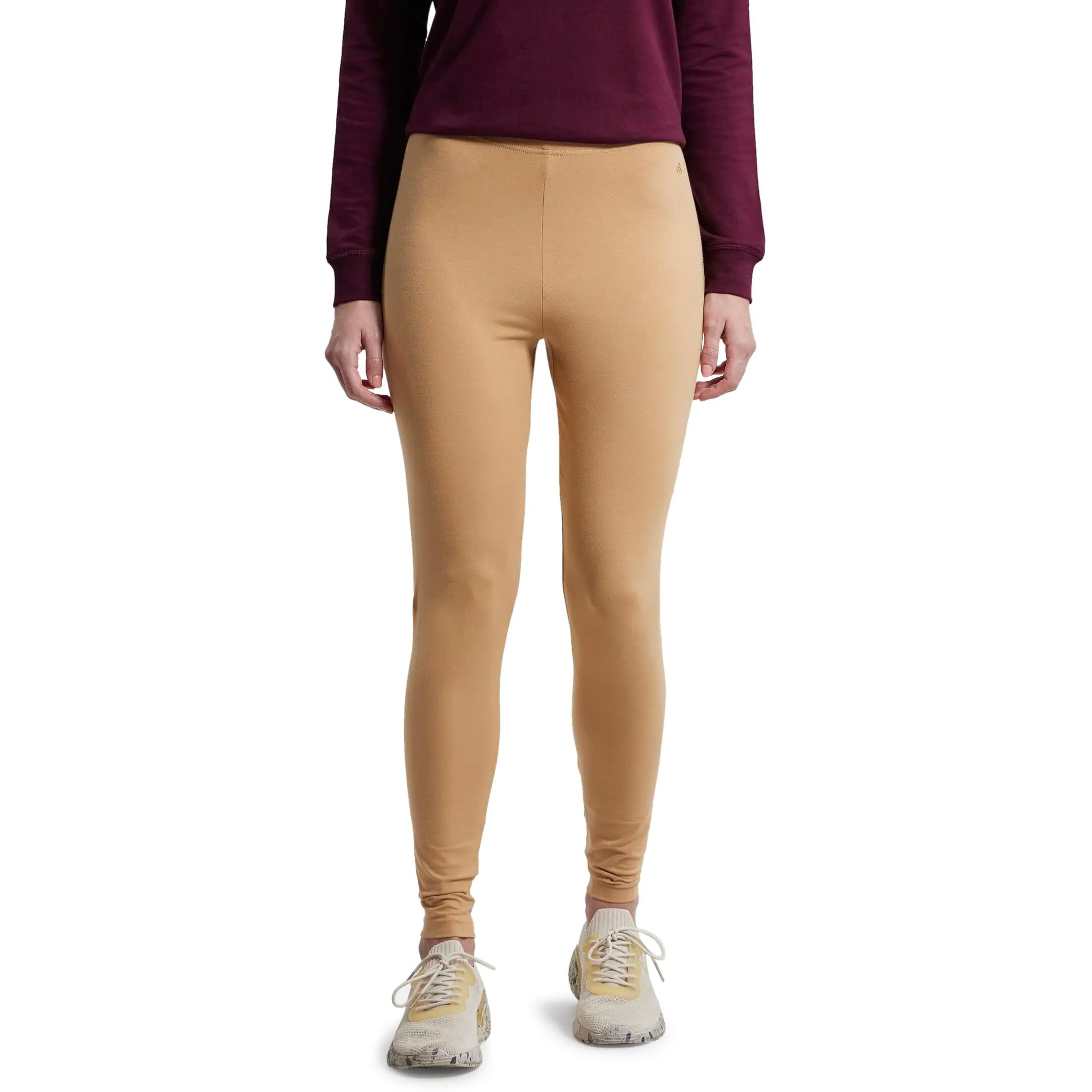 Jockey Women's Slim Fit Cotton Blend Leggings (AW87_Tan_S_Brown, Tan_S)