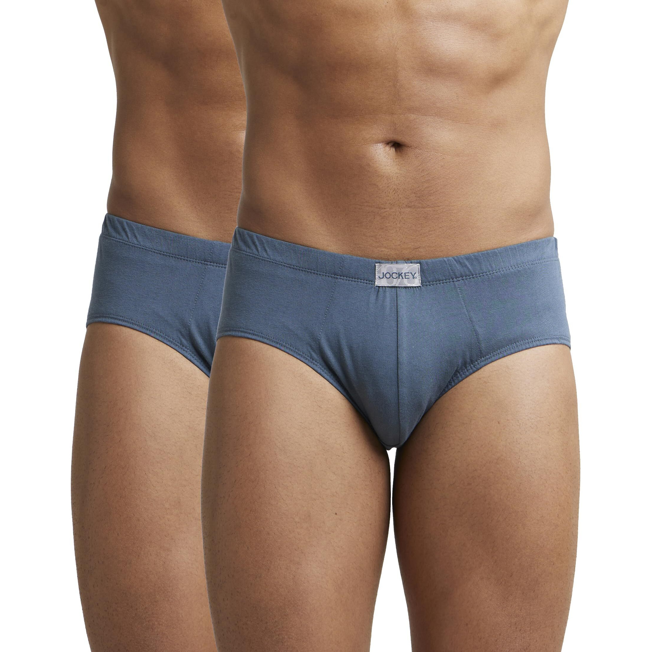 Jockey Men's Cotton Pocot Brief (Pack of 2) (8035_Deep Slate_M_Deep Slate_M)