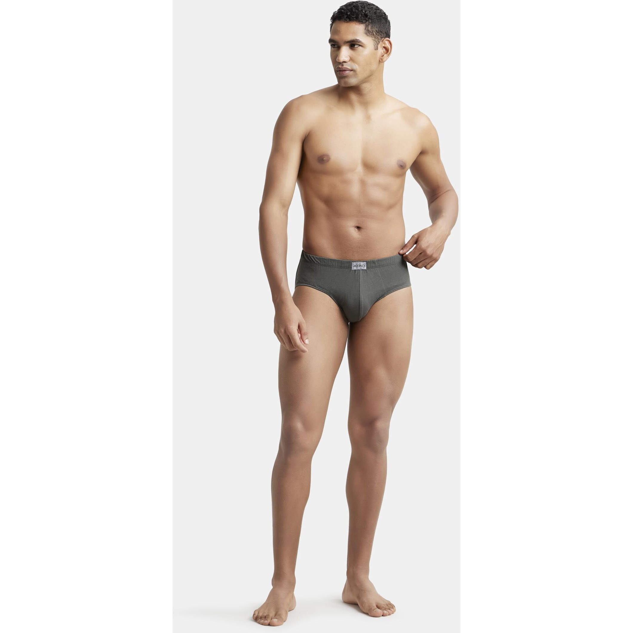 Jockey Men's Super Combed Cotton Poco Briefs with Durable Concealed Waistband (Pack of 3) 8035_Deep Olive_M