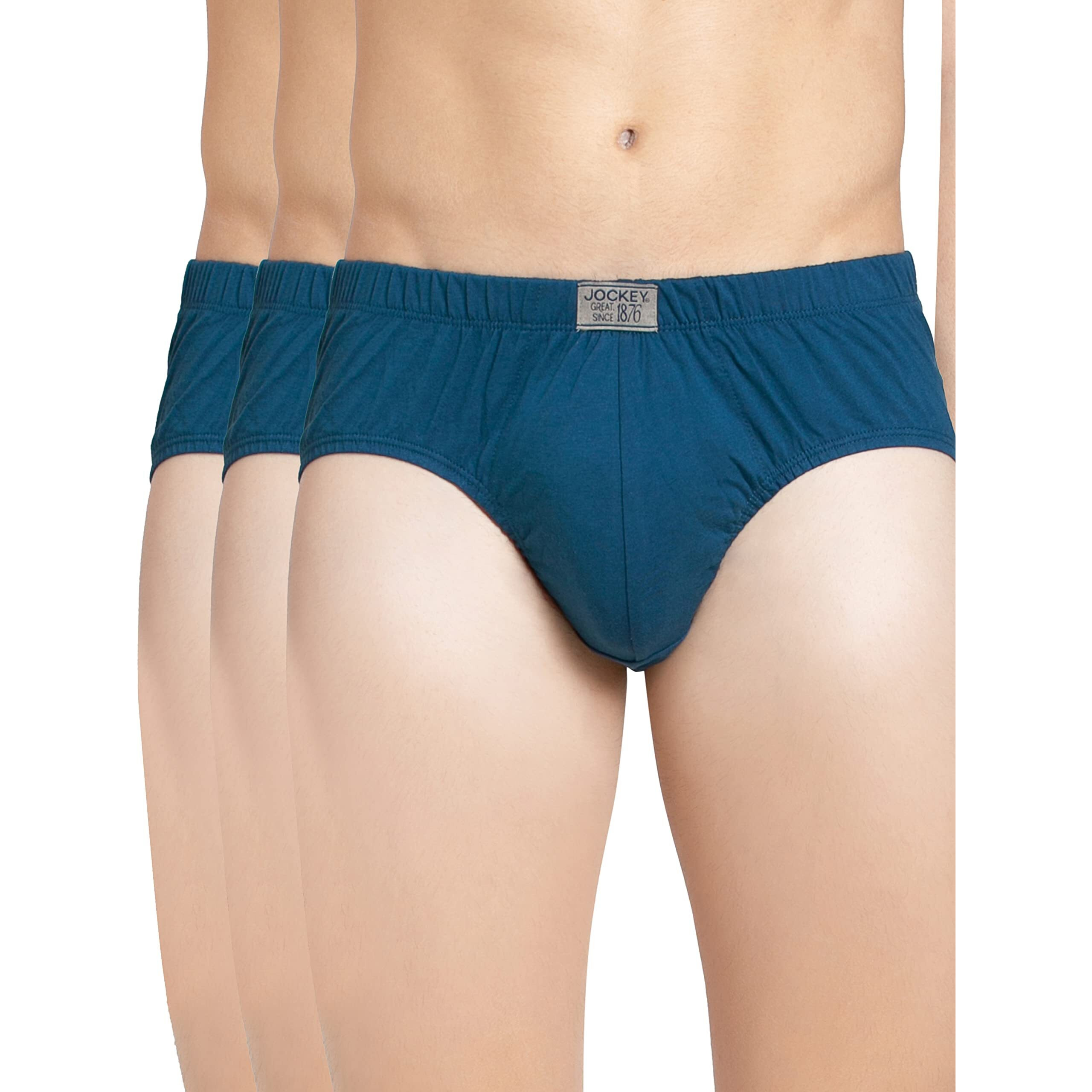 Jockey Men's Super Combed Cotton Poco Briefs with Durable Concealed Waistband (Pack of 3) 8035_Seaport Teal_M