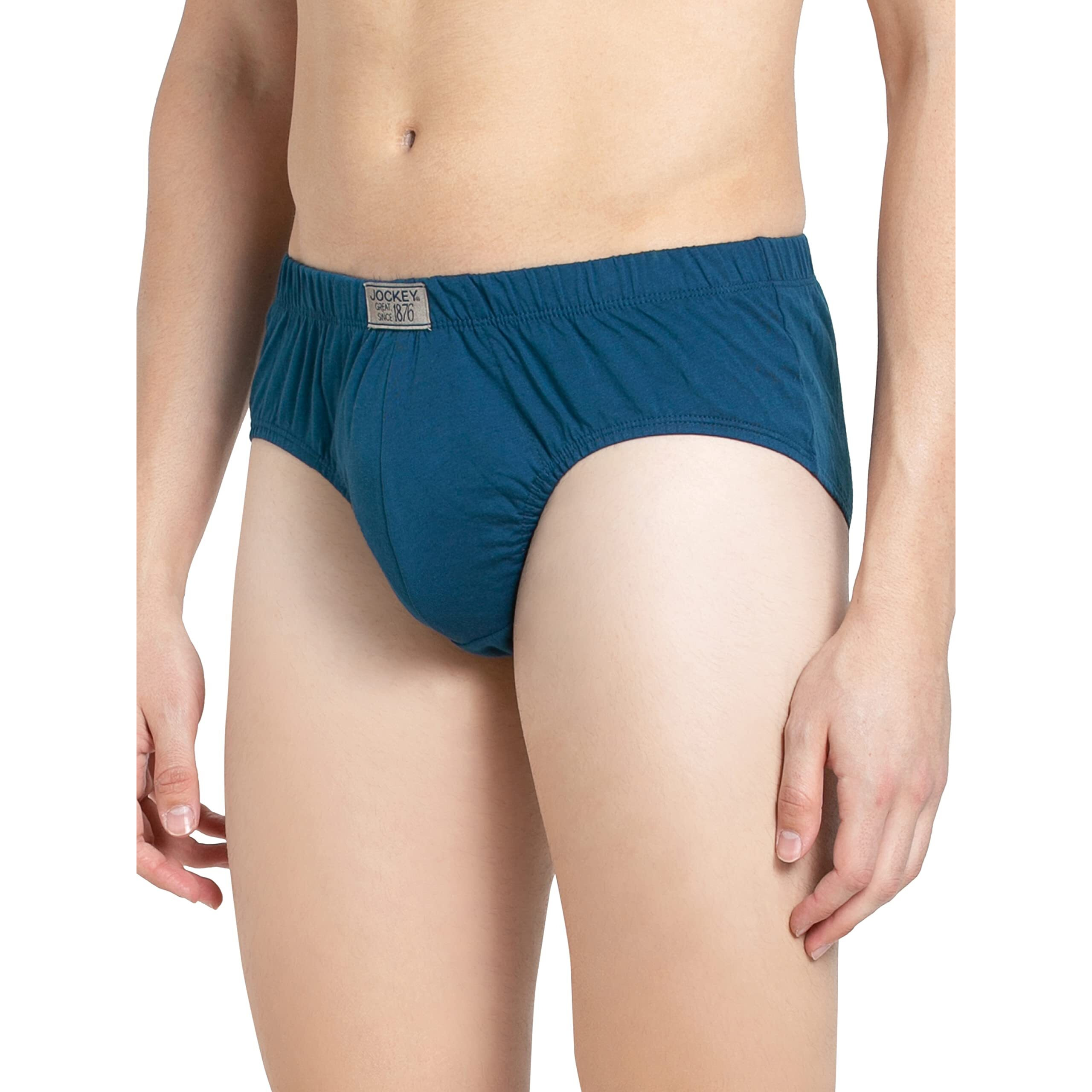 Jockey Men's Super Combed Cotton Poco Briefs with Durable Concealed Waistband (Pack of 3) 8035_Seaport Teal_M