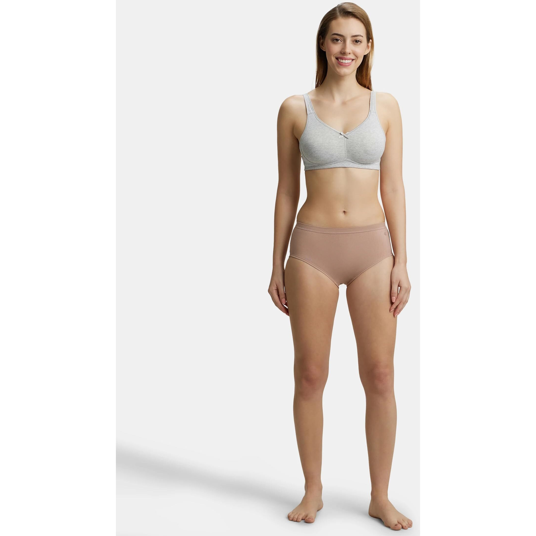 Jockey FE41 Women's Wirefree Non Padded Super Combed Cotton Elastane Stretch Full Coverage Everyday Bra with Concealed Shaper Panel and Broad Fabric Straps_Steel Grey Melange_38C