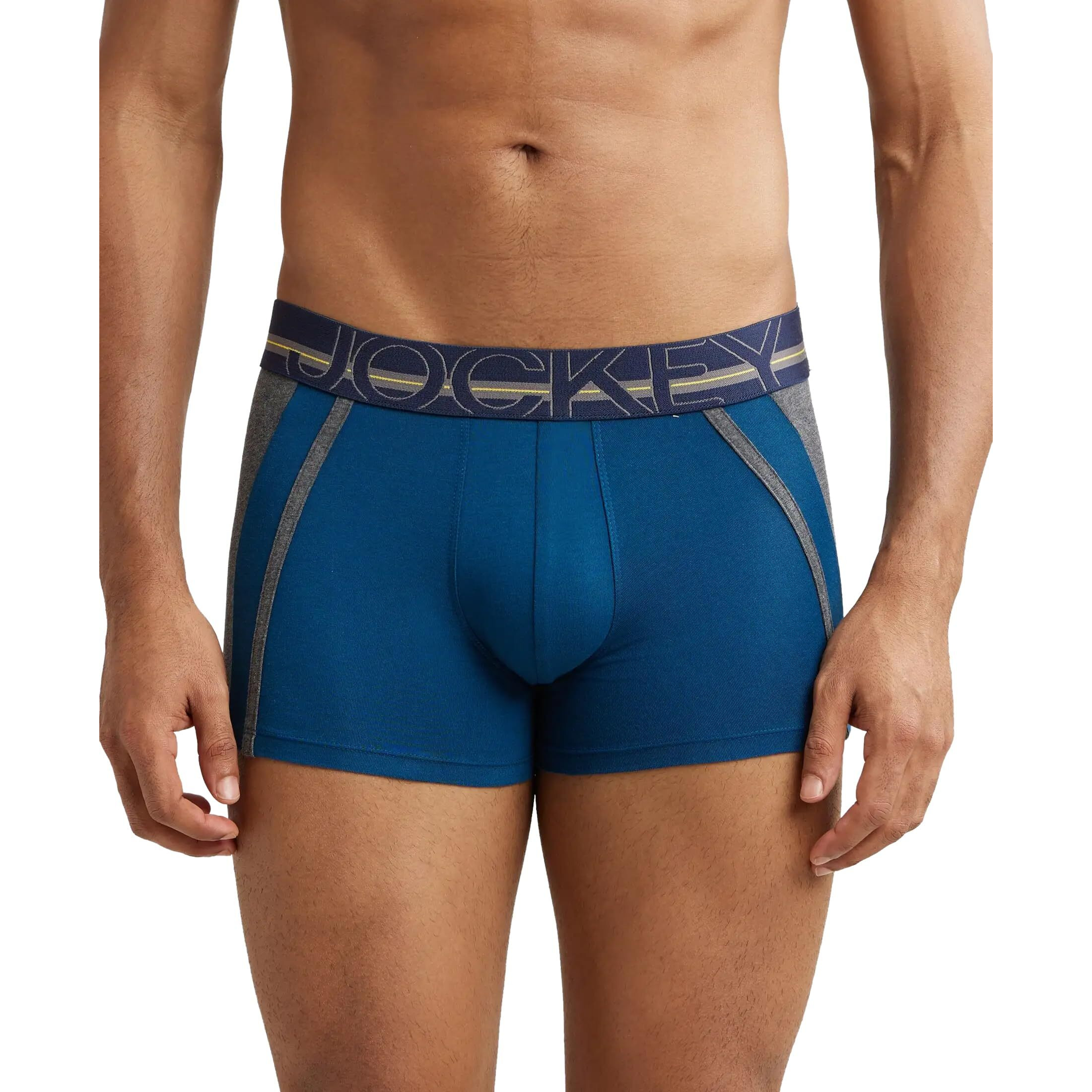 Jockey US21 Men's Super Combed Cotton Elastane Stretch Solid Trunk with Ultrasoft Waistband_Poseidon_XL