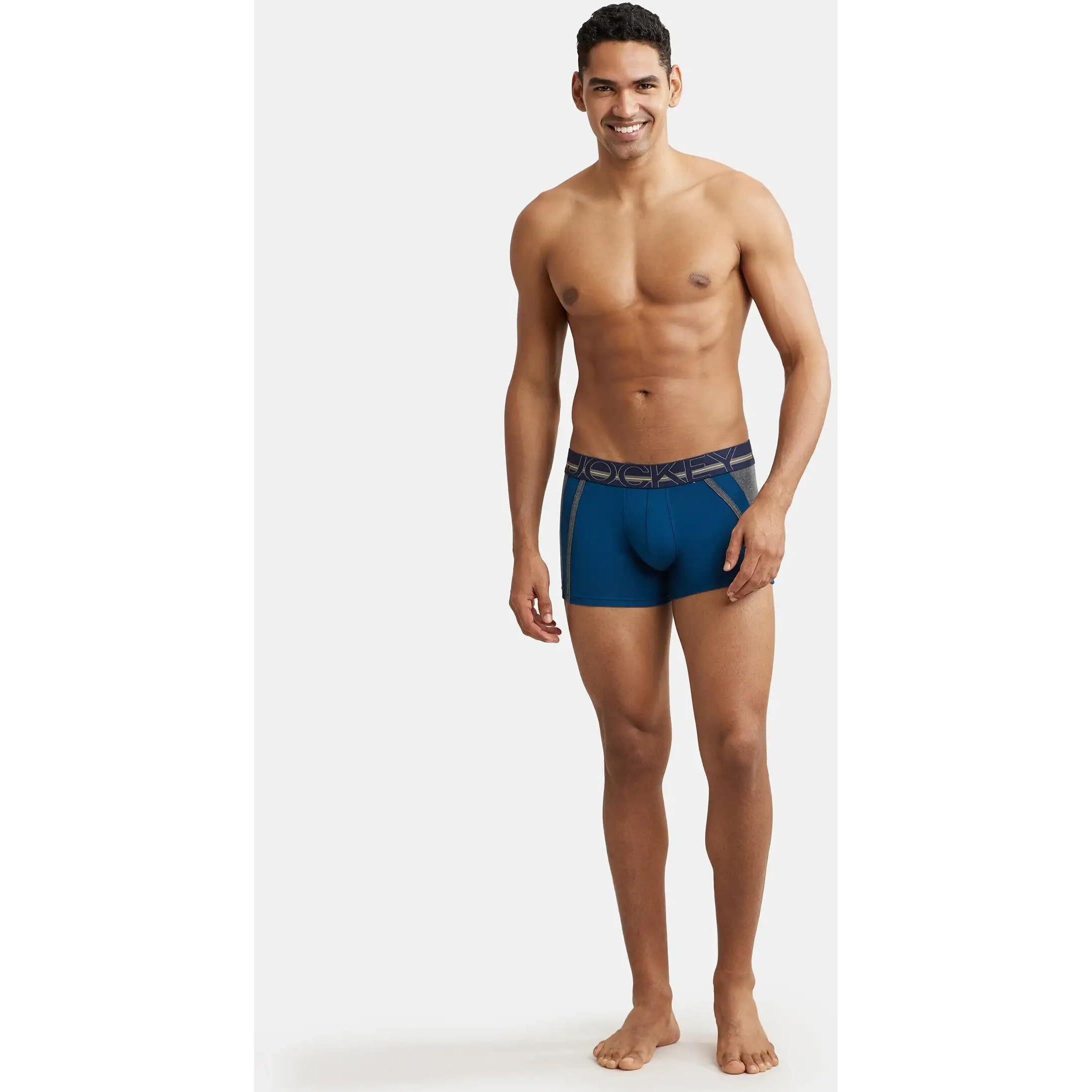 Jockey US21 Men's Super Combed Cotton Elastane Stretch Solid Trunk with Ultrasoft Waistband_Poseidon_XL