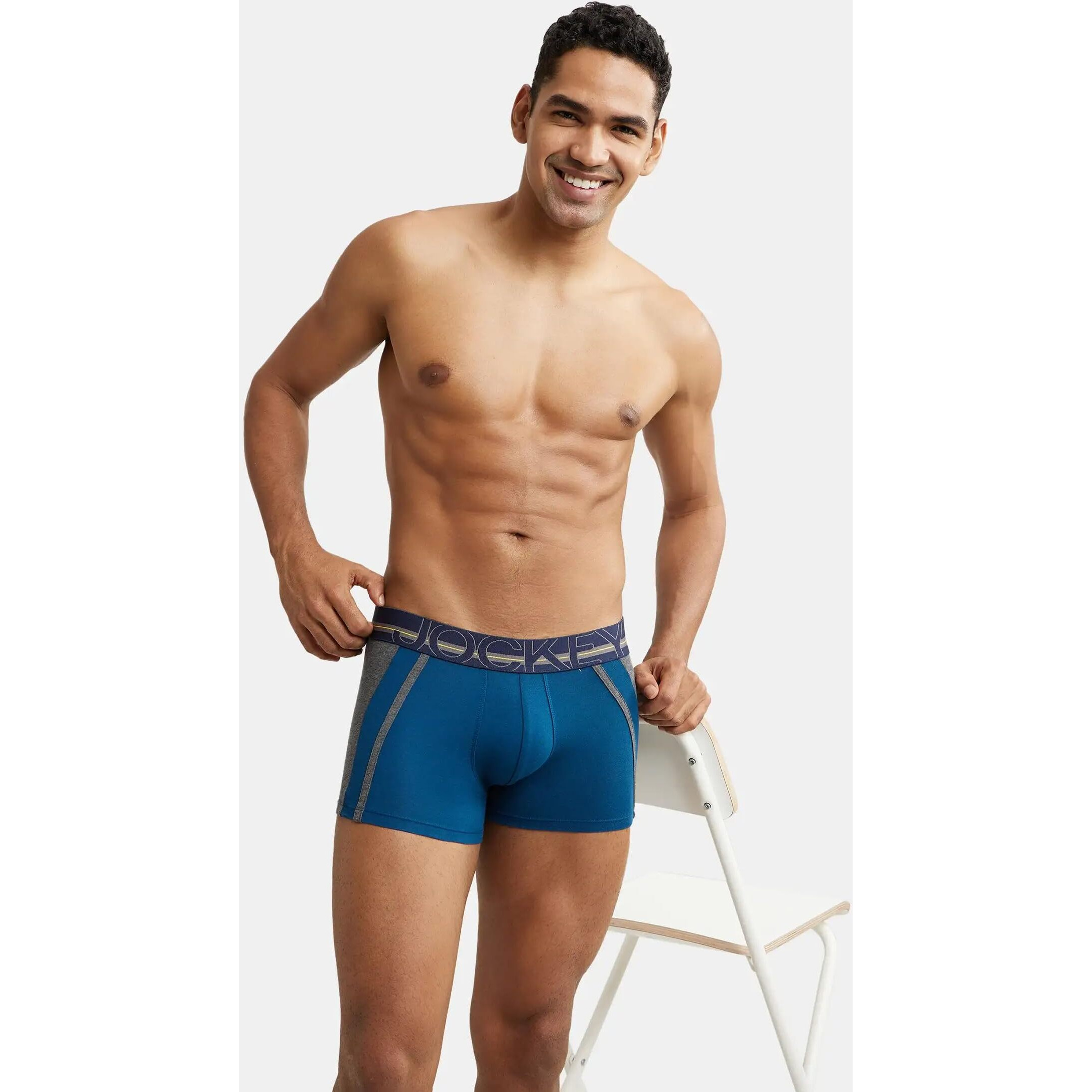 Jockey US21 Men's Super Combed Cotton Elastane Stretch Solid Trunk with Ultrasoft Waistband_Poseidon_XL