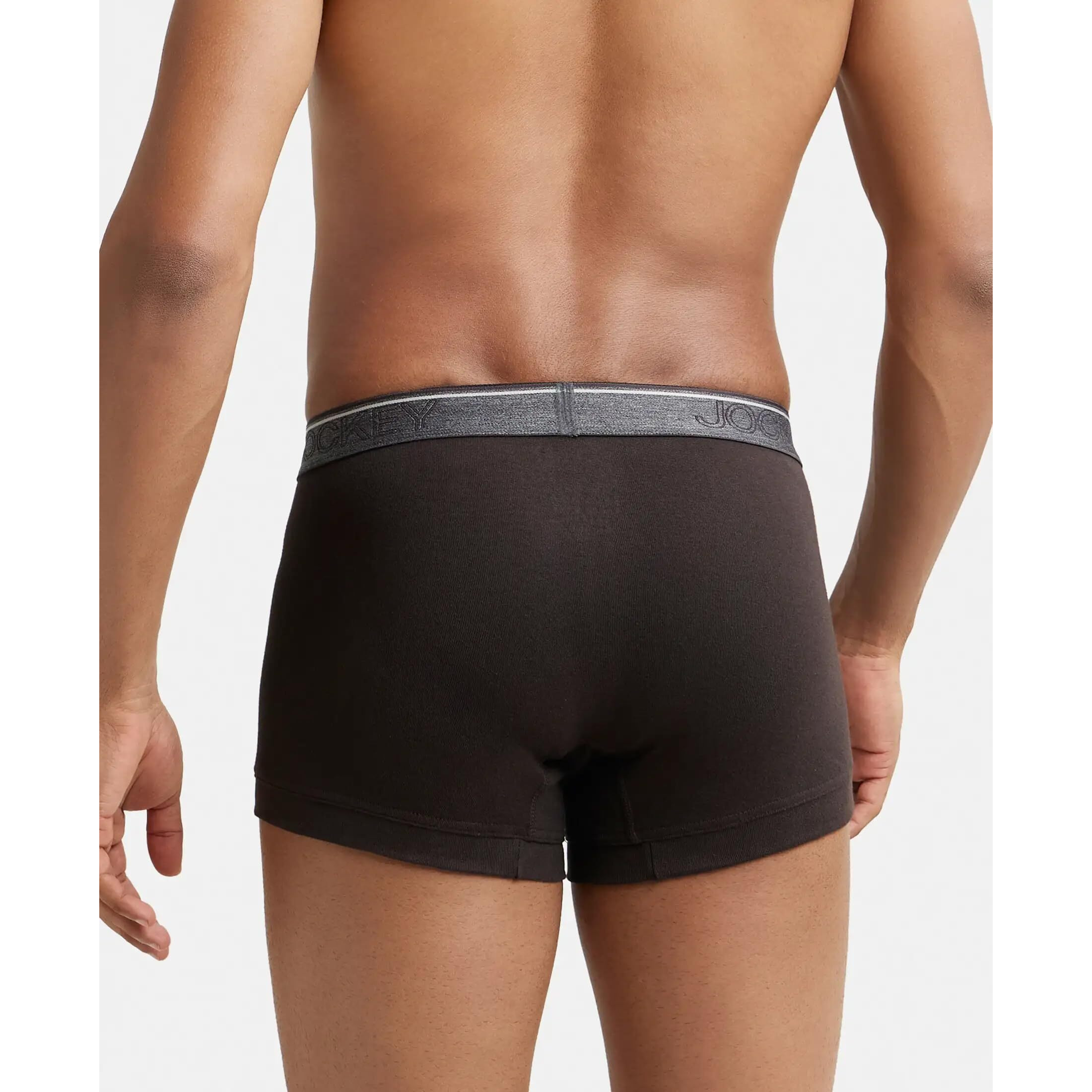 Jockey Men's Super Combed Cotton rib fabric Trunks with Ultrasoft and Durable waistband & Engineered to prevent thigh ride up (Pack of 2) 8015_Brown_S