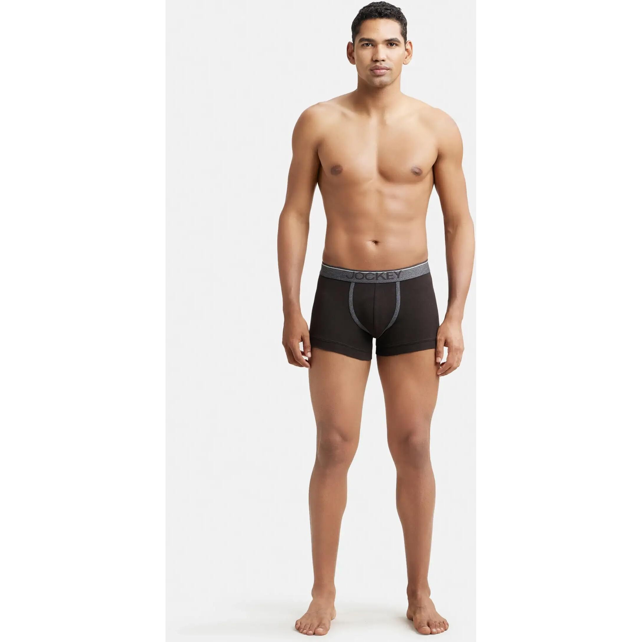 Jockey Men's Super Combed Cotton rib fabric Trunks with Ultrasoft and Durable waistband & Engineered to prevent thigh ride up (Pack of 2) 8015_Brown_S