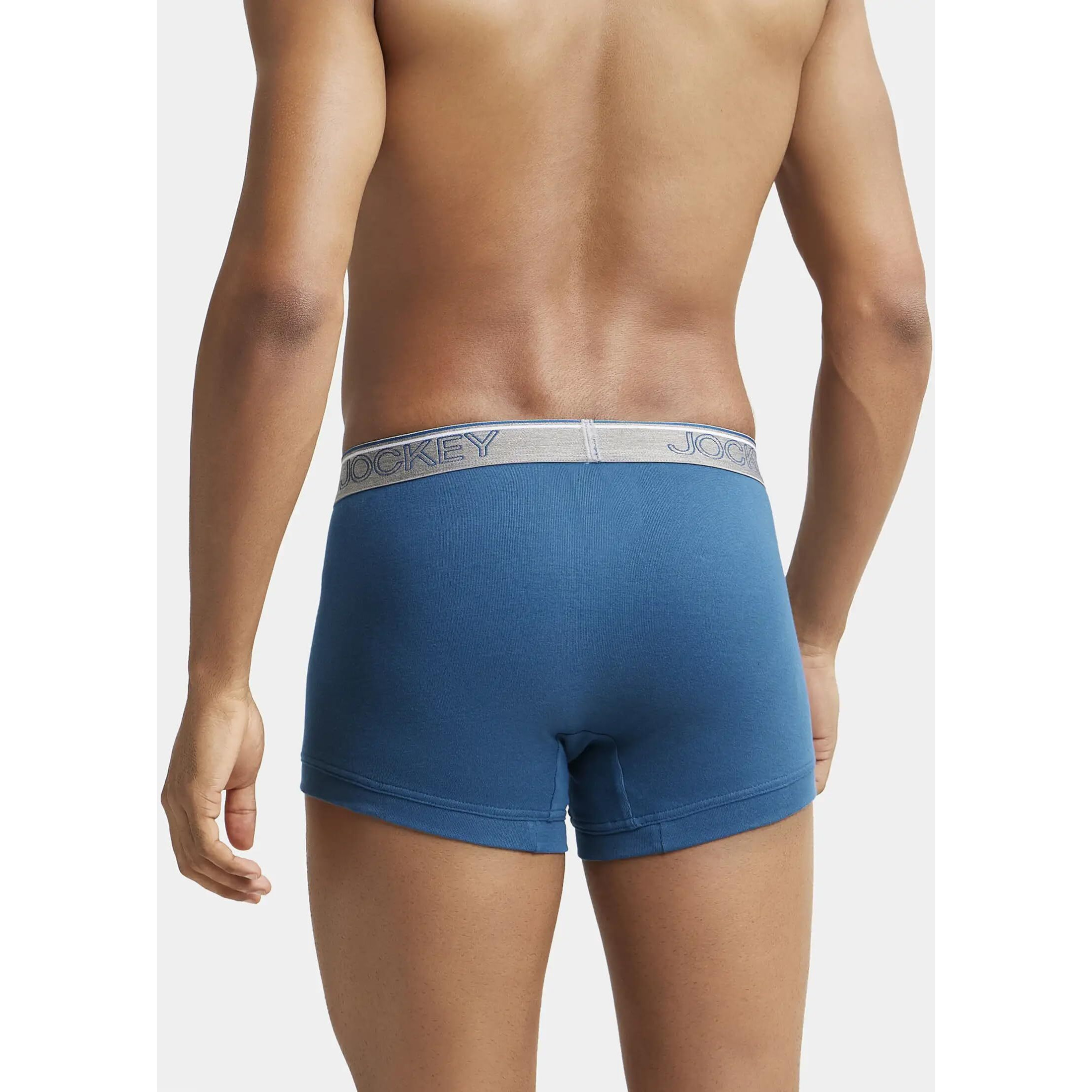 Jockey Men's Super Combed Cotton rib fabric Trunks with Ultrasoft and Durable waistband & Engineered to prevent thigh ride up (Pack of 2) 8015_Seaport Teal_L