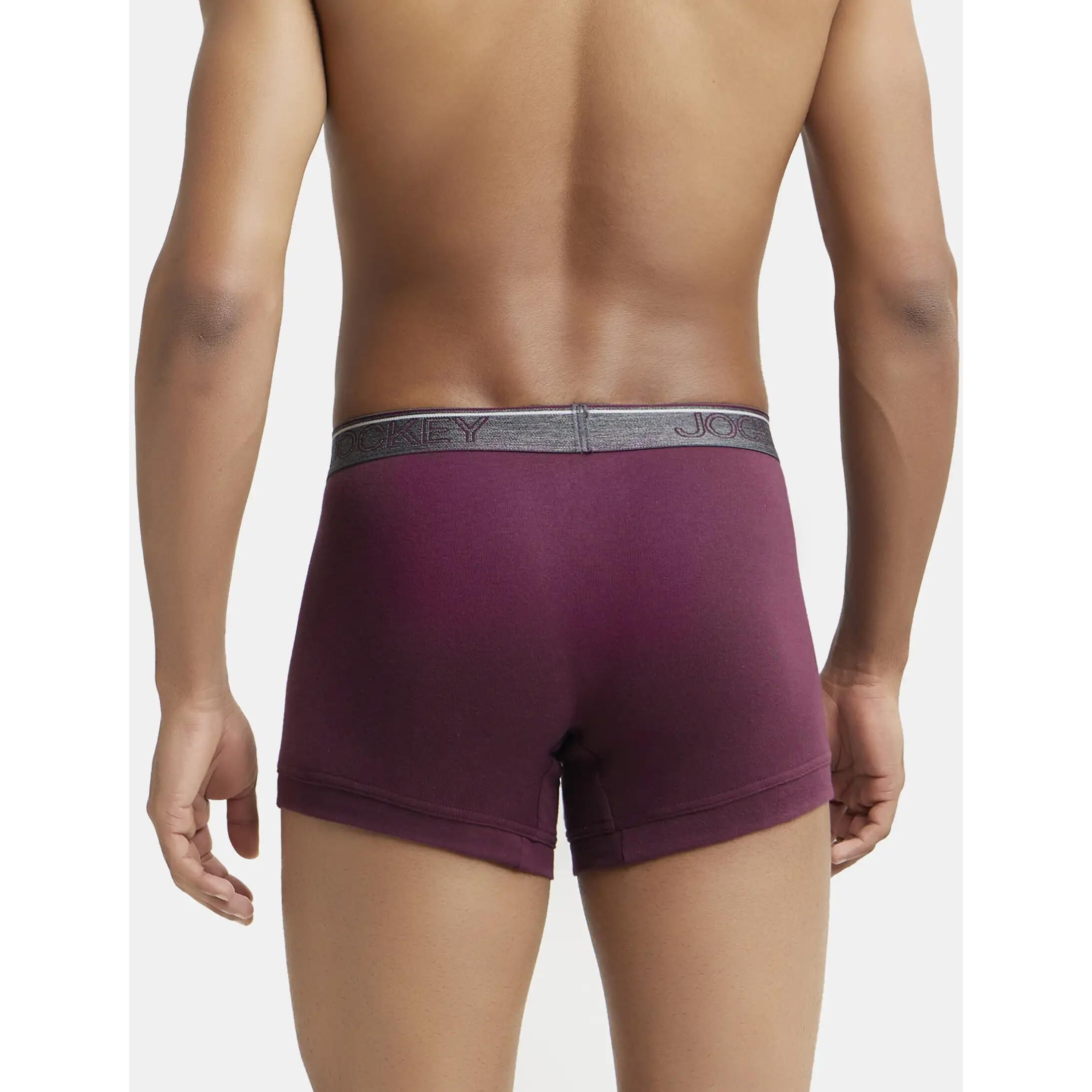 Jockey Men's Super Combed Cotton rib fabric Trunks with Ultrasoft and Durable waistband & Engineered to prevent thigh ride up (Pack of 2) 8015_Wine Tasting_S