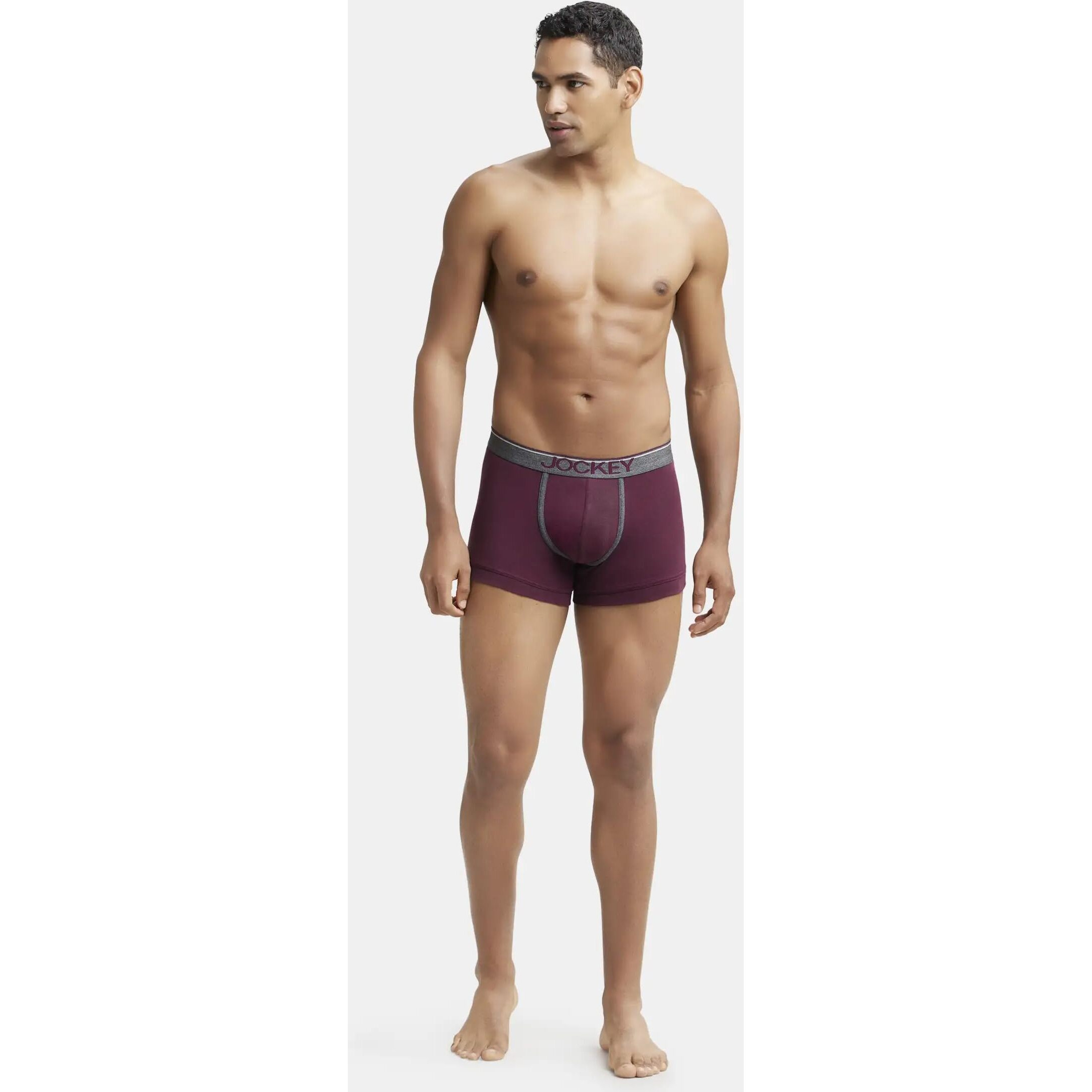 Jockey Men's Super Combed Cotton rib fabric Trunks with Ultrasoft and Durable waistband & Engineered to prevent thigh ride up (Pack of 2) 8015_Wine Tasting_S