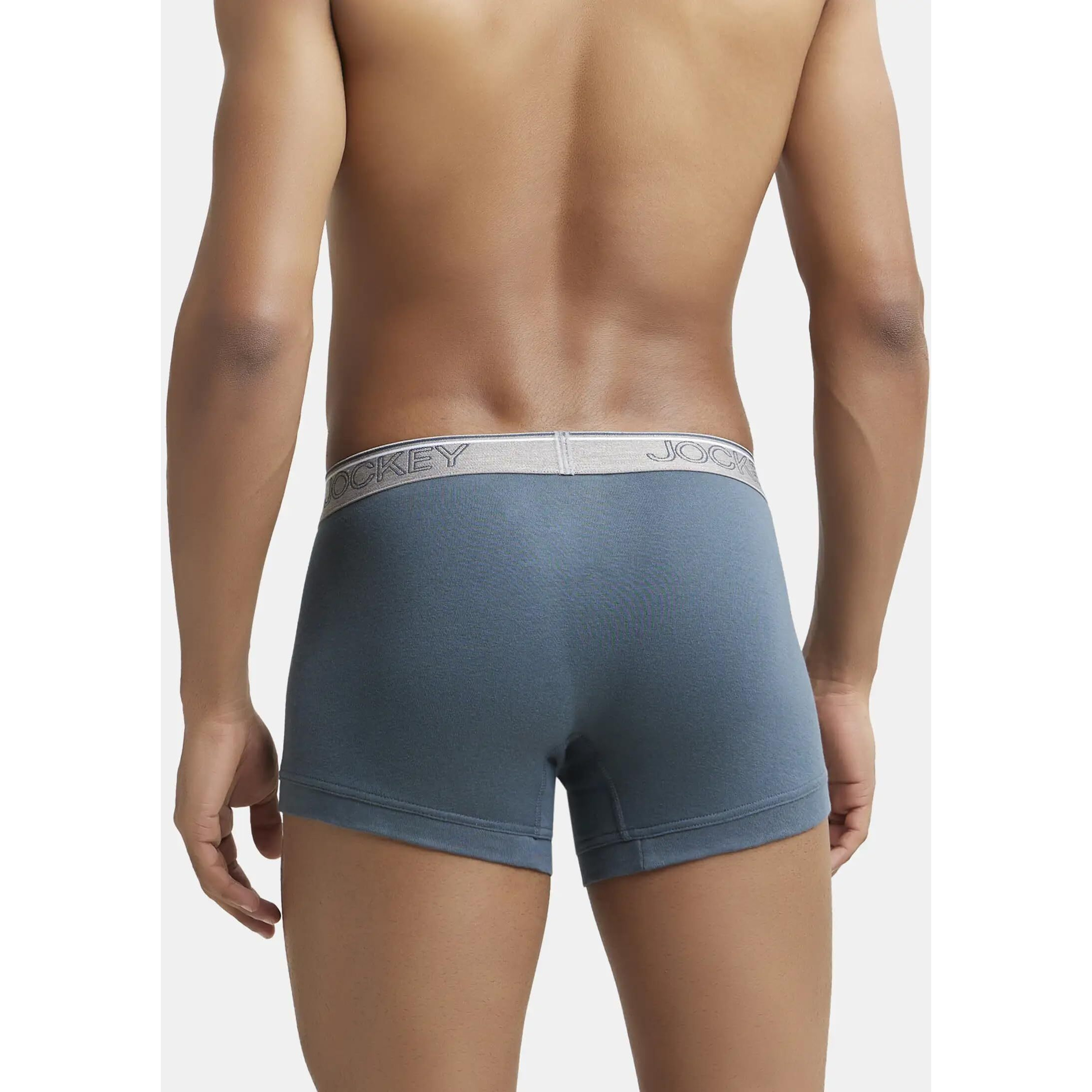 Jockey Men's Super Combed Cotton rib fabric Trunks with Ultrasoft and Durable waistband & Engineered to prevent thigh ride up (Pack of 2) 8015_Deep Slate_L