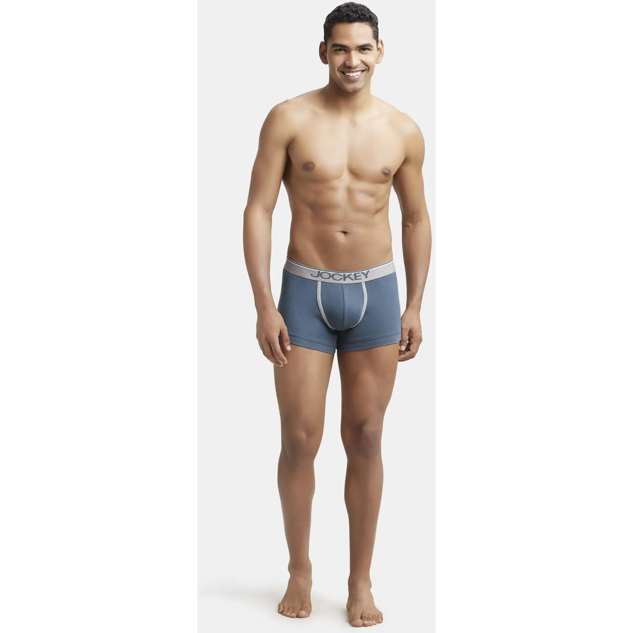 Jockey Men's Super Combed Cotton rib fabric Trunks with Ultrasoft and Durable waistband & Engineered to prevent thigh ride up (Pack of 2) 8015_Deep Slate_L