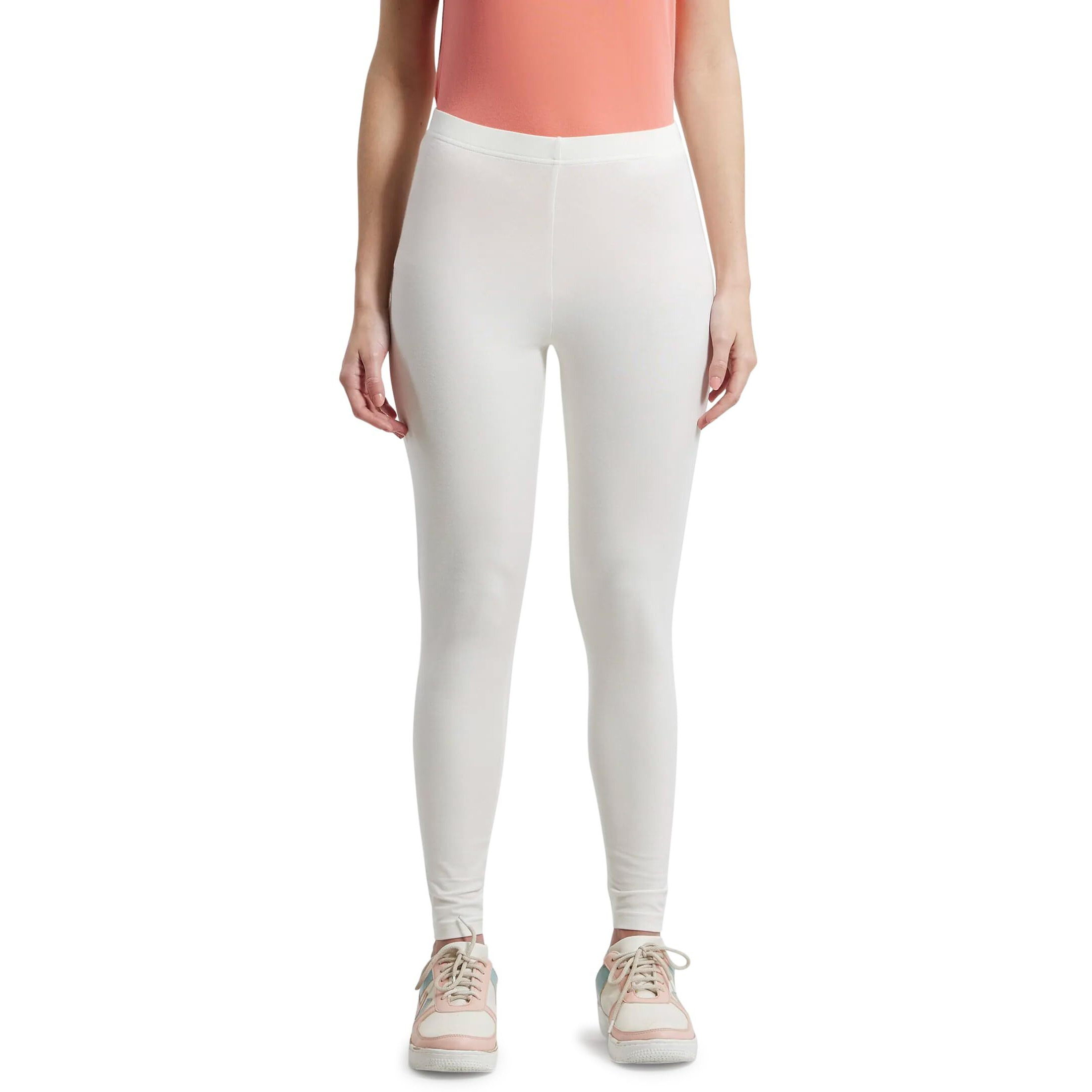 Jockey Women's Super Combed Cotton Elastane Stretch Slim Fit Leggings with Ultrasoft Waistband_Style_AW87_Coconut Milk_S