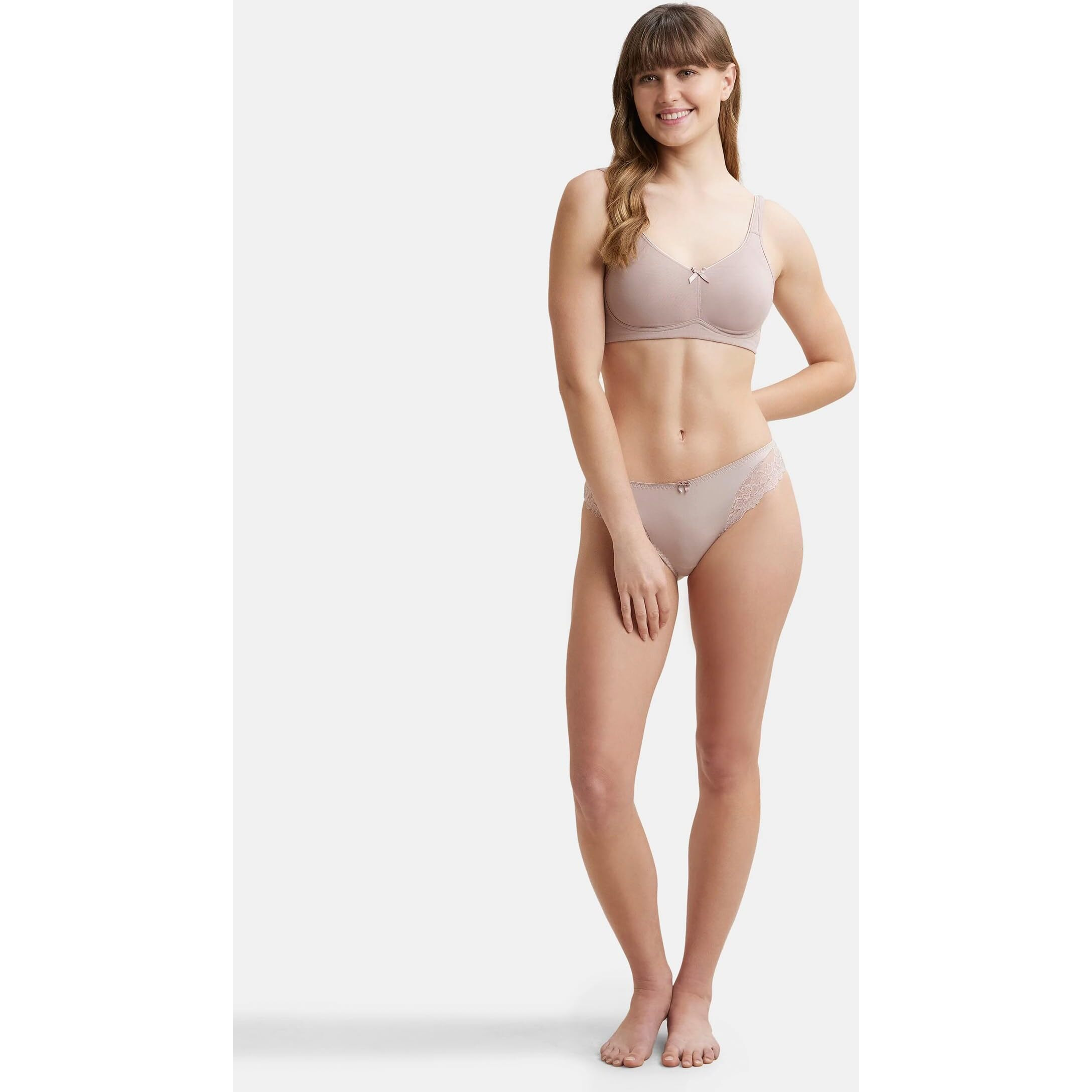 Jockey Women's Wirefree Non Padded Super Combed Cotton Elastane Stretch Full Coverage Everyday Bra with Concealed Shaper Panel and Broad Fabric Straps_Style_FE41_Mocha_32C