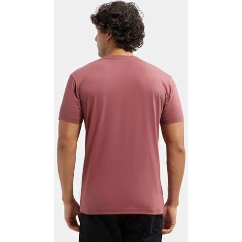 Jockey 2726 Men's Super Combed Cotton Rich Solid V Neck Half Sleeve Regular Fit T-Shirt_Wild Ginger_L, Orange
