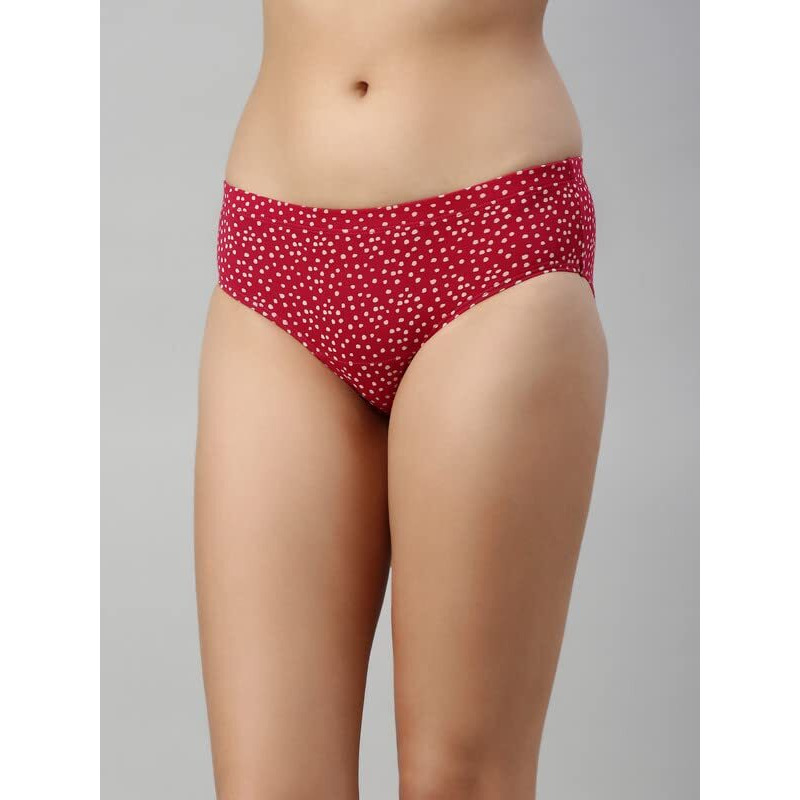Enamor Stretchable Cotton Hipster Panties for Women Pack of 5, Full Coverage Grip Fit with Antimicrobial & Stain Release Technology-CR17-Assorted-Colors and Prints May Vary (CR17_Multicolorprint5_L)