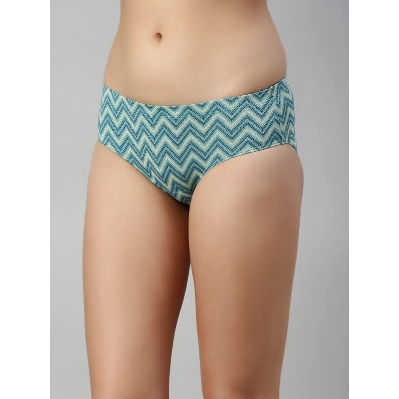 Enamor Stretchable Cotton Hipster Panties for Women Pack of 5, Full Coverage Grip Fit with Antimicrobial & Stain Release Technology-CR17-Assorted-Colors and Prints May Vary (CR17_Multicolorprint5_L)