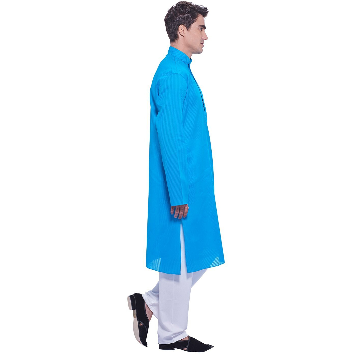 Manyavar Men's Blended Kurta & Pyjama Set, Blue - Medium (M301063-326)