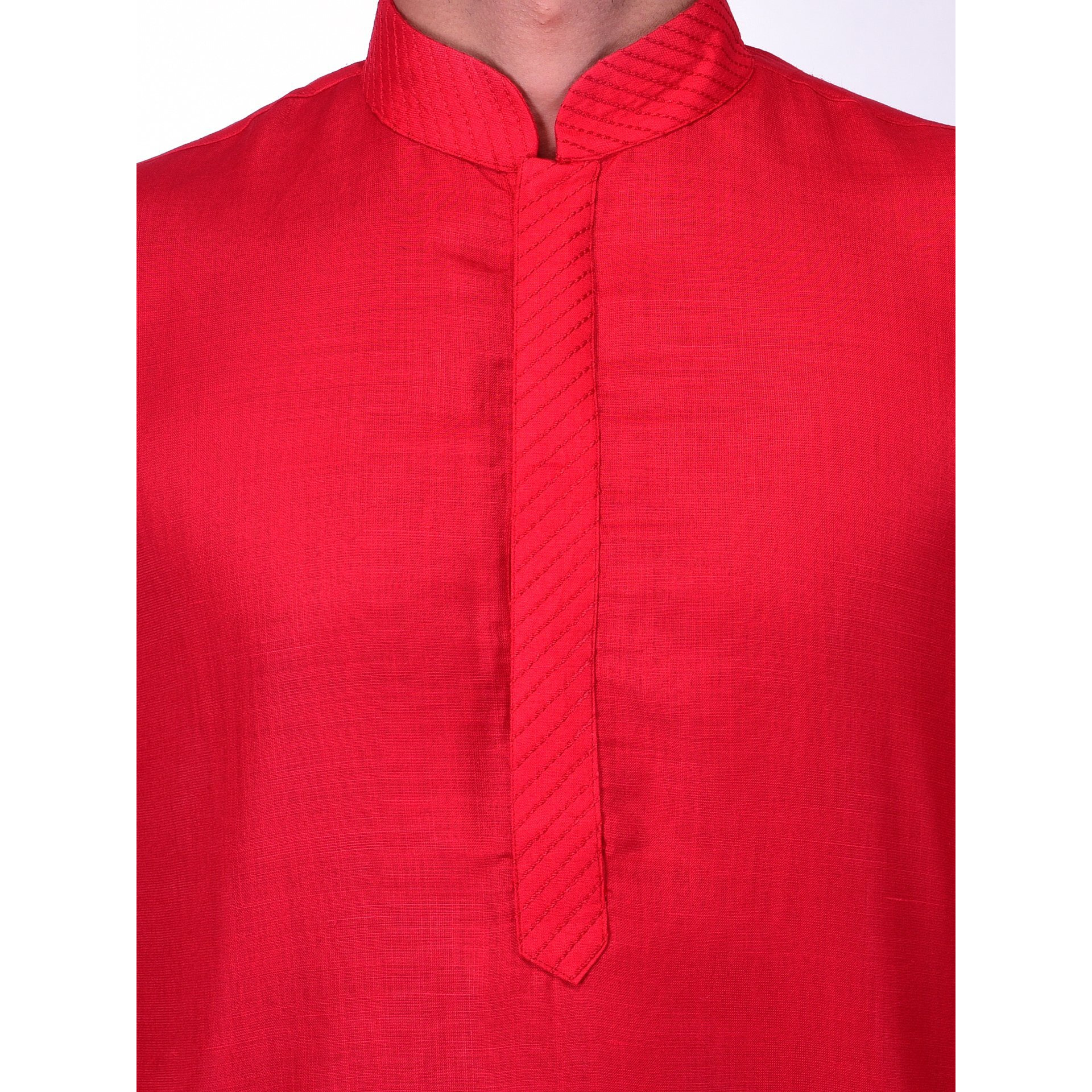 Manyavar SDES306-329 Art Silk Kurta Pyjama (SDES306-329_Red_Small/36)