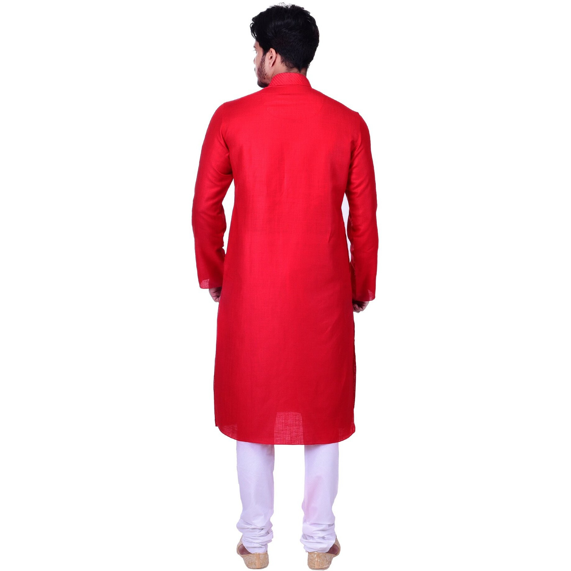 Manyavar SDES306-329 Art Silk Kurta Pyjama (SDES306-329_Red_Small/36)