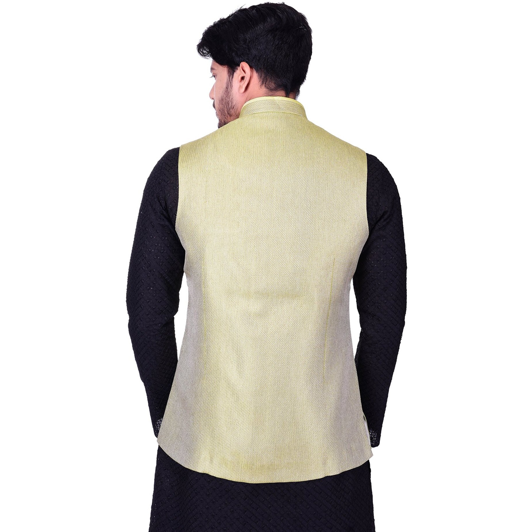 Manyavar Men's Regular Fit Waistcoat, Lifgt Green - Large (WC00113-334), Light Green, Large/40
